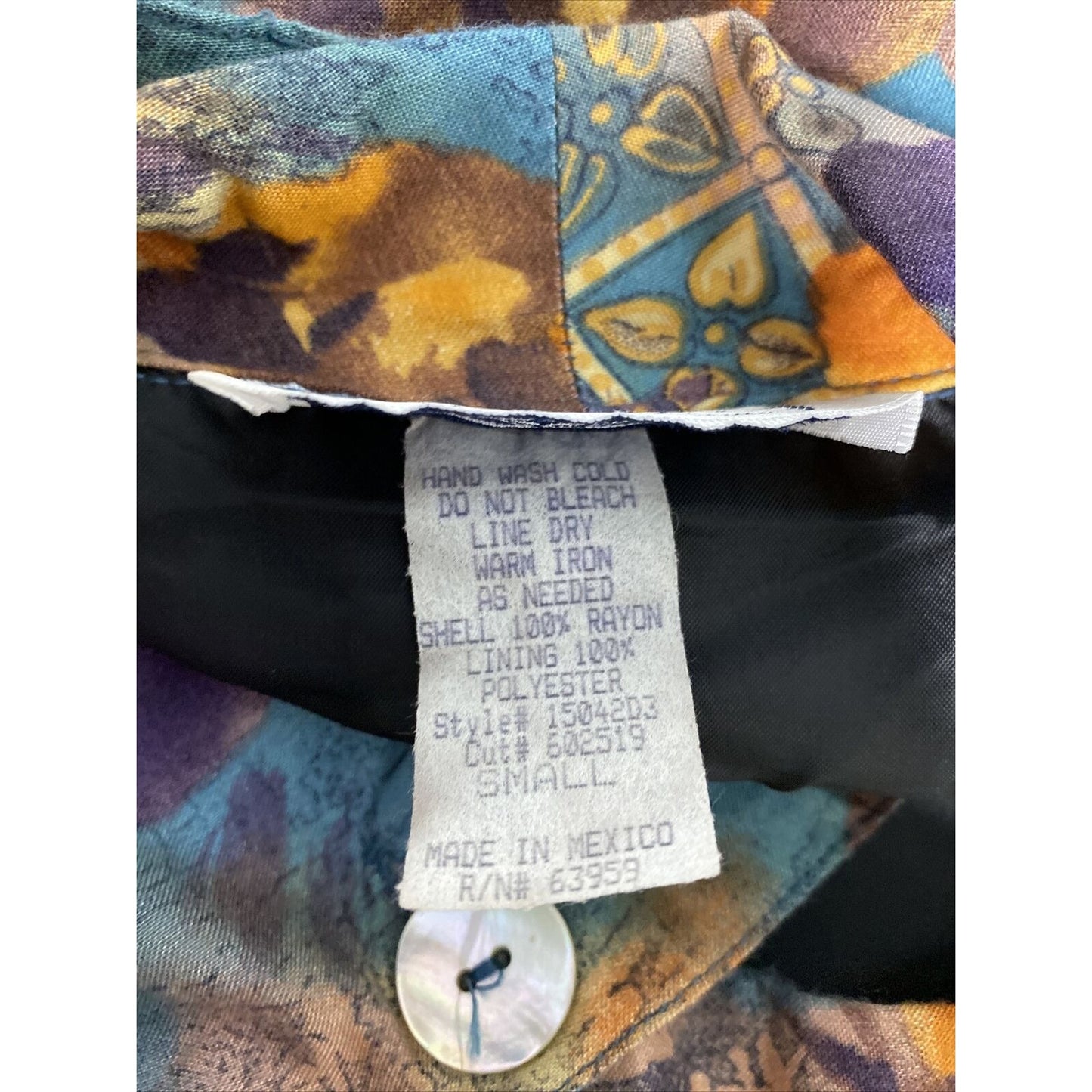 VTG Impressions Of California Multicolor Floral Long Sleeve Single Button Top S