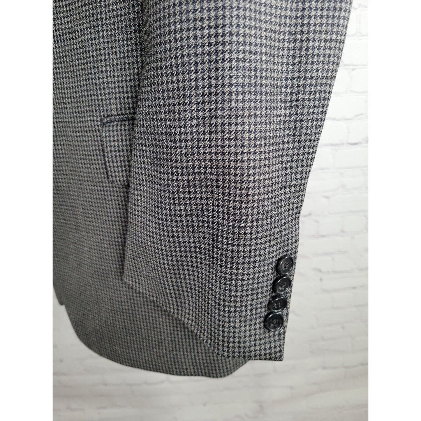 Nordstrom Joseph Abbound Gray Blue 100% Wool Houndstooth Blazer Jacket 42 R