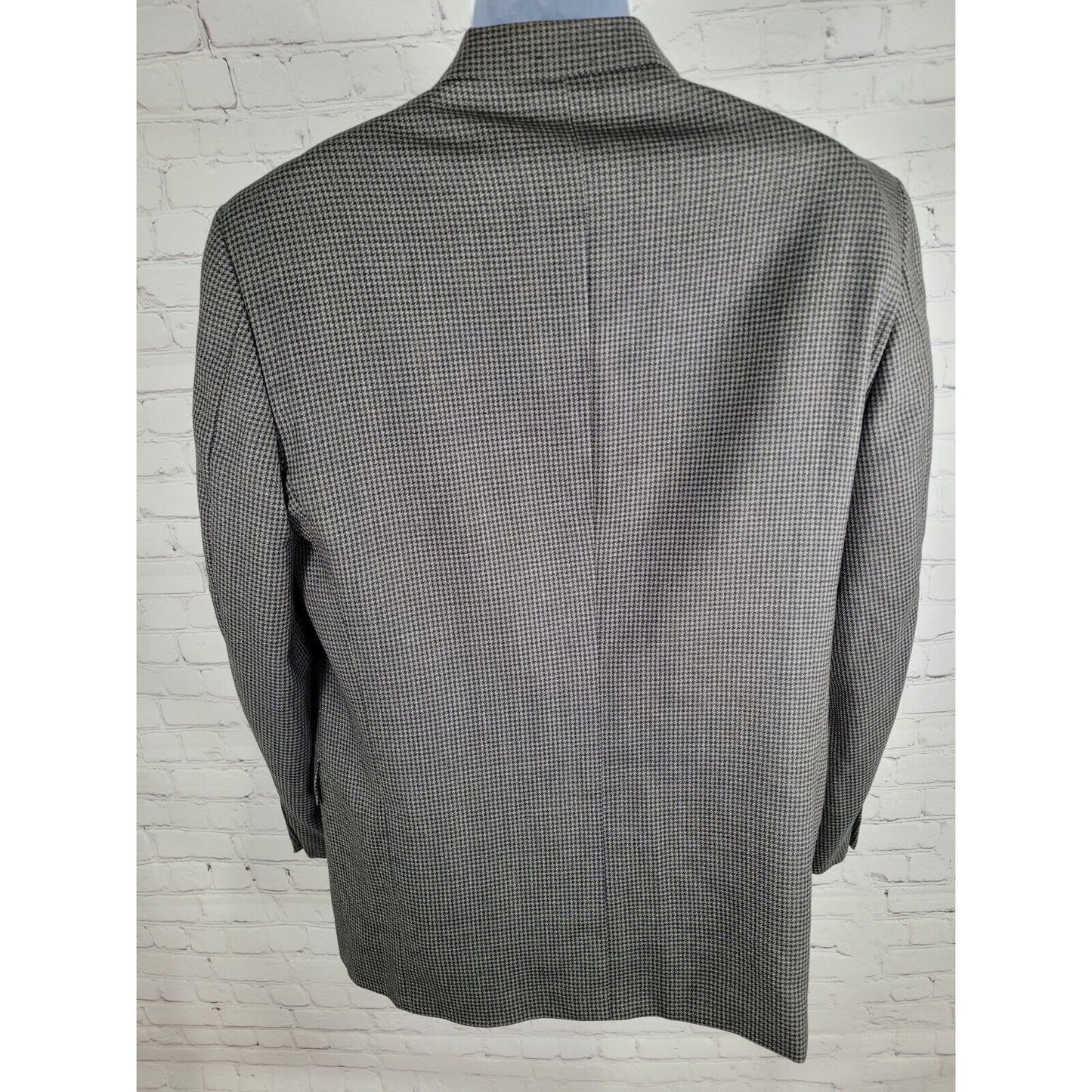 Nordstrom Joseph Abbound Gray Blue 100% Wool Houndstooth Blazer Jacket 42 R
