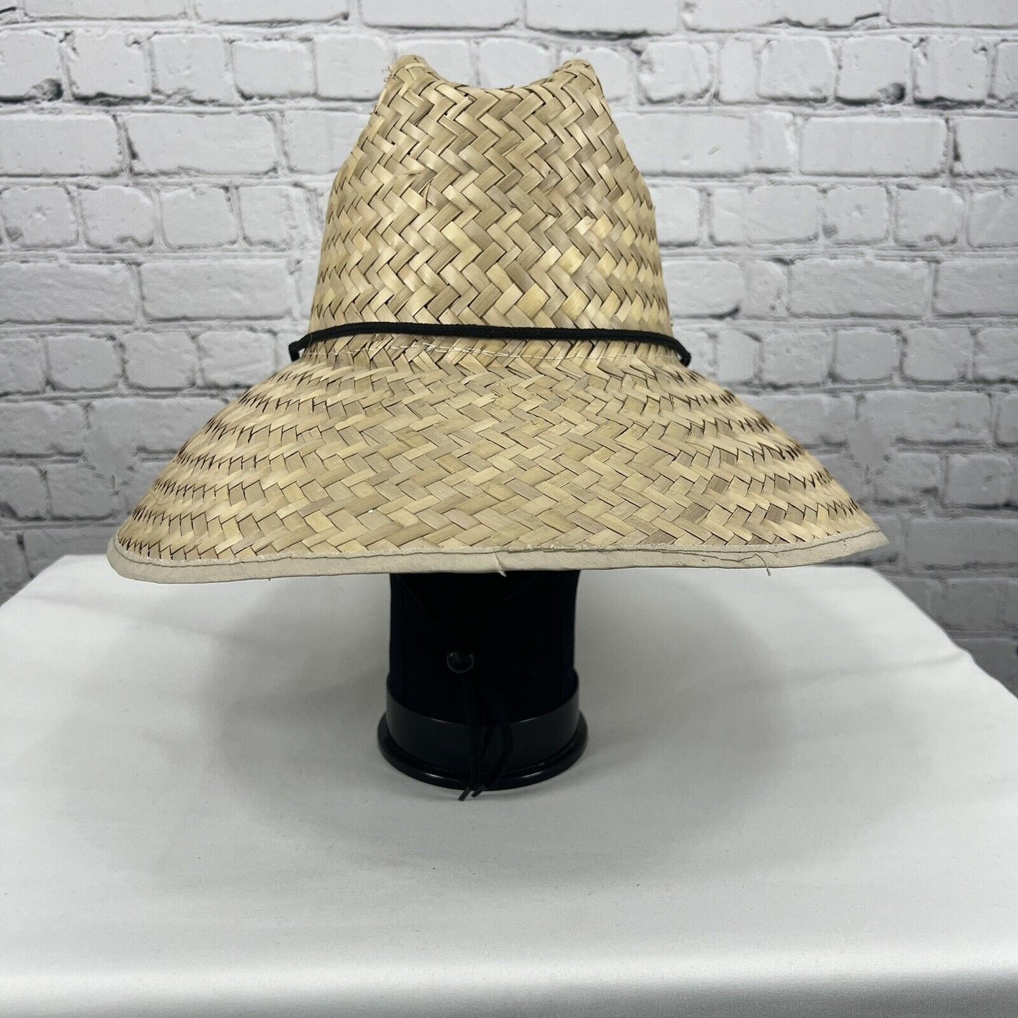 Original Panama Jack Tan Wide Brim 100% Straw Drawstring Sun Hat One Size O/S