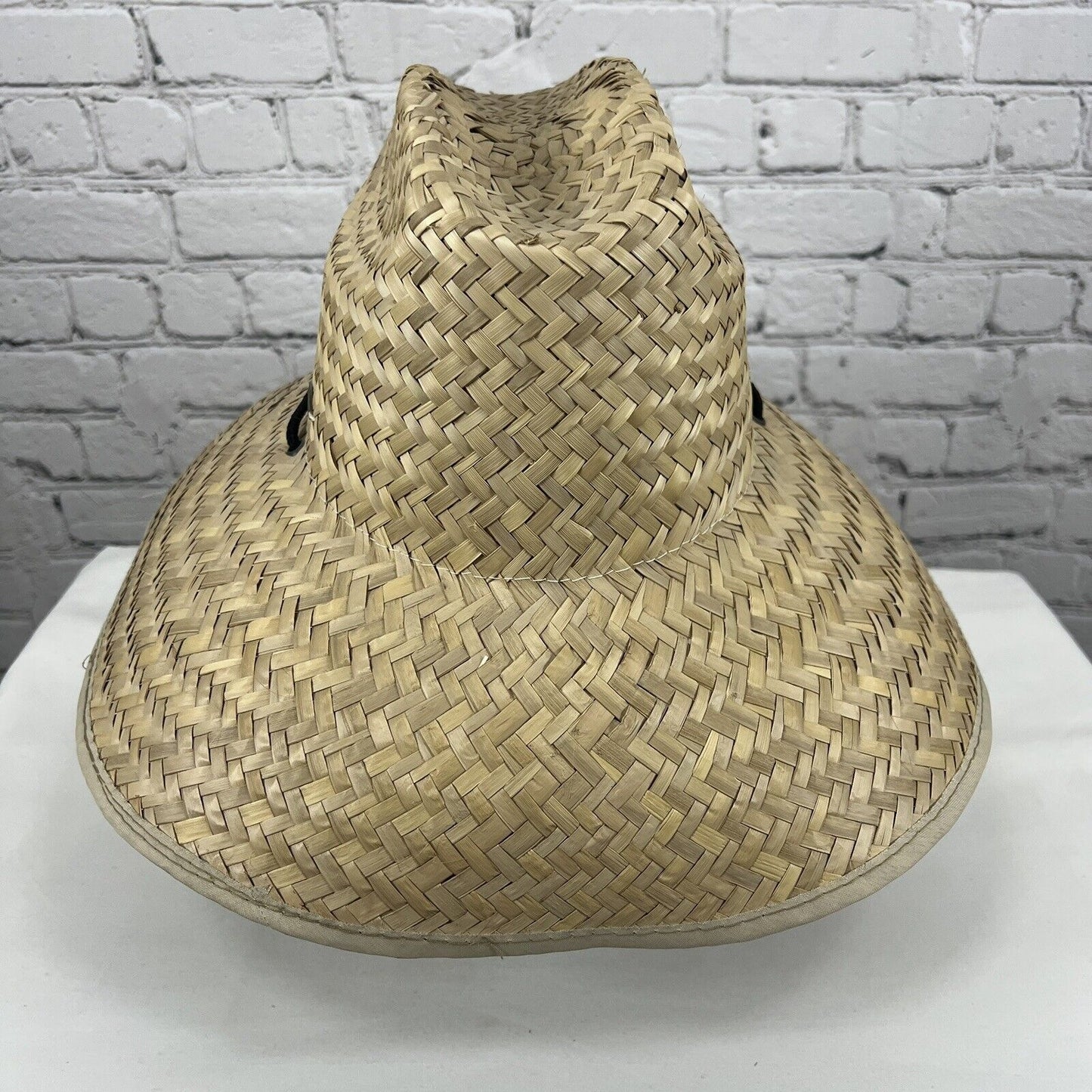 Original Panama Jack Tan Wide Brim 100% Straw Drawstring Sun Hat One Size O/S