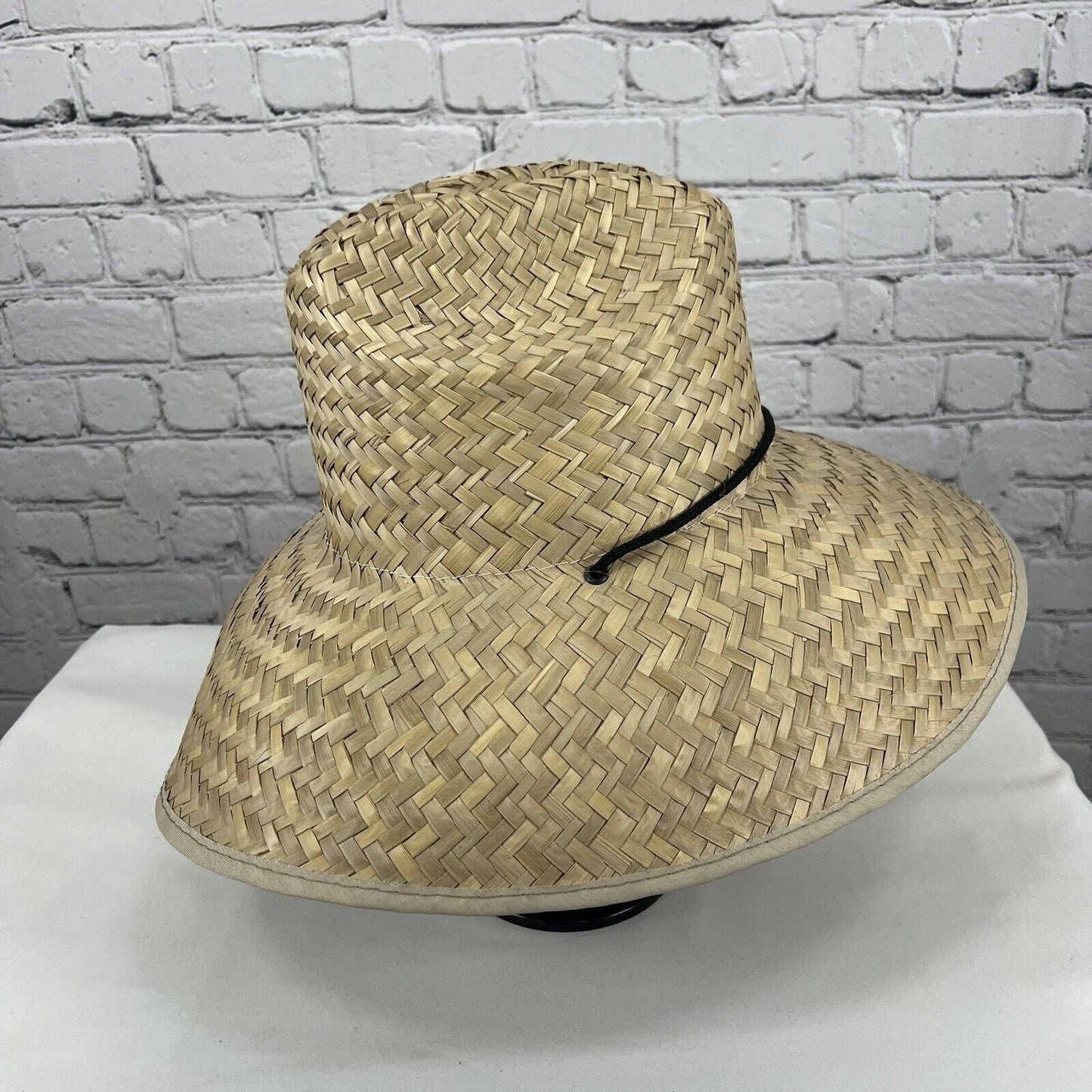 Original Panama Jack Tan Wide Brim 100% Straw Drawstring Sun Hat One Size O/S