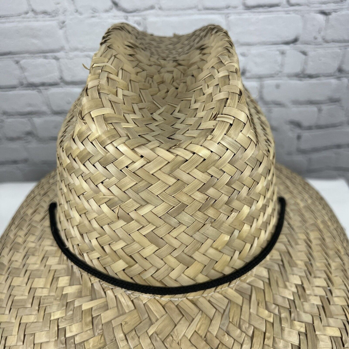 Original Panama Jack Tan Wide Brim 100% Straw Drawstring Sun Hat One Size O/S
