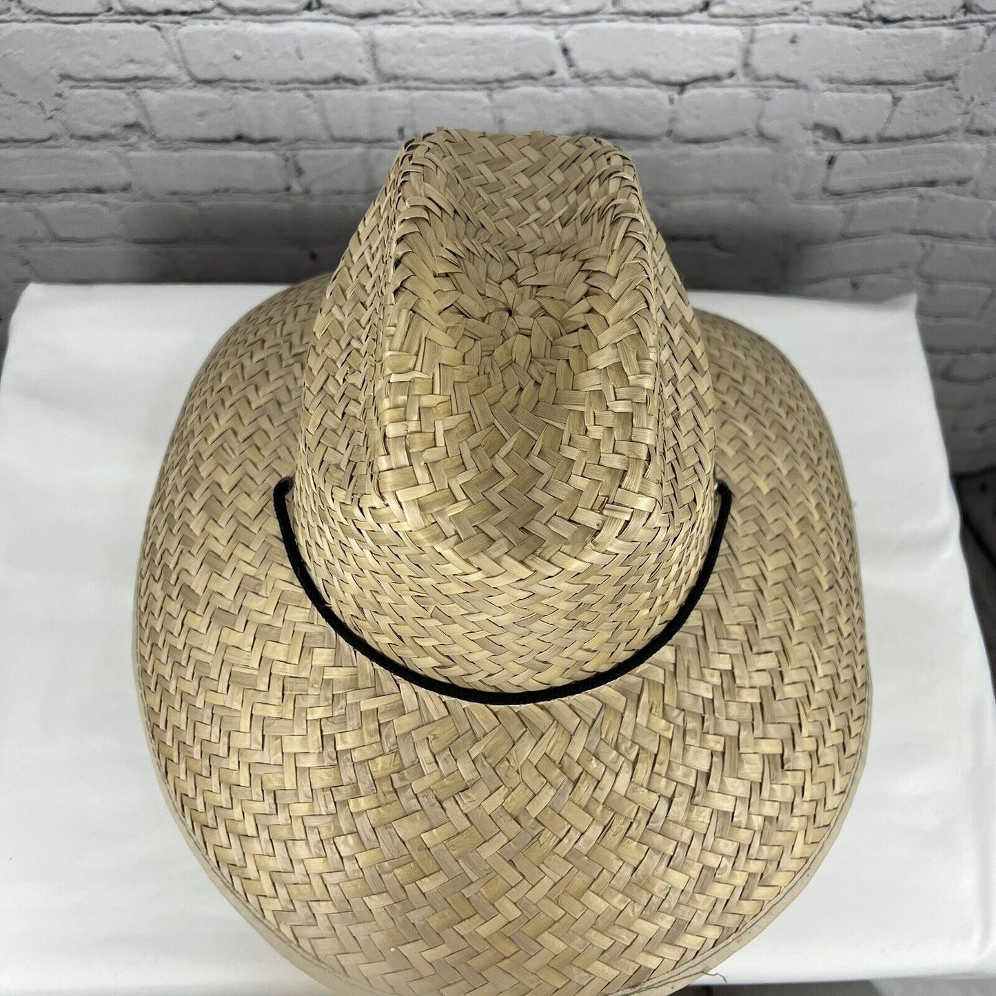 Original Panama Jack Tan Wide Brim 100% Straw Drawstring Sun Hat One Size O/S