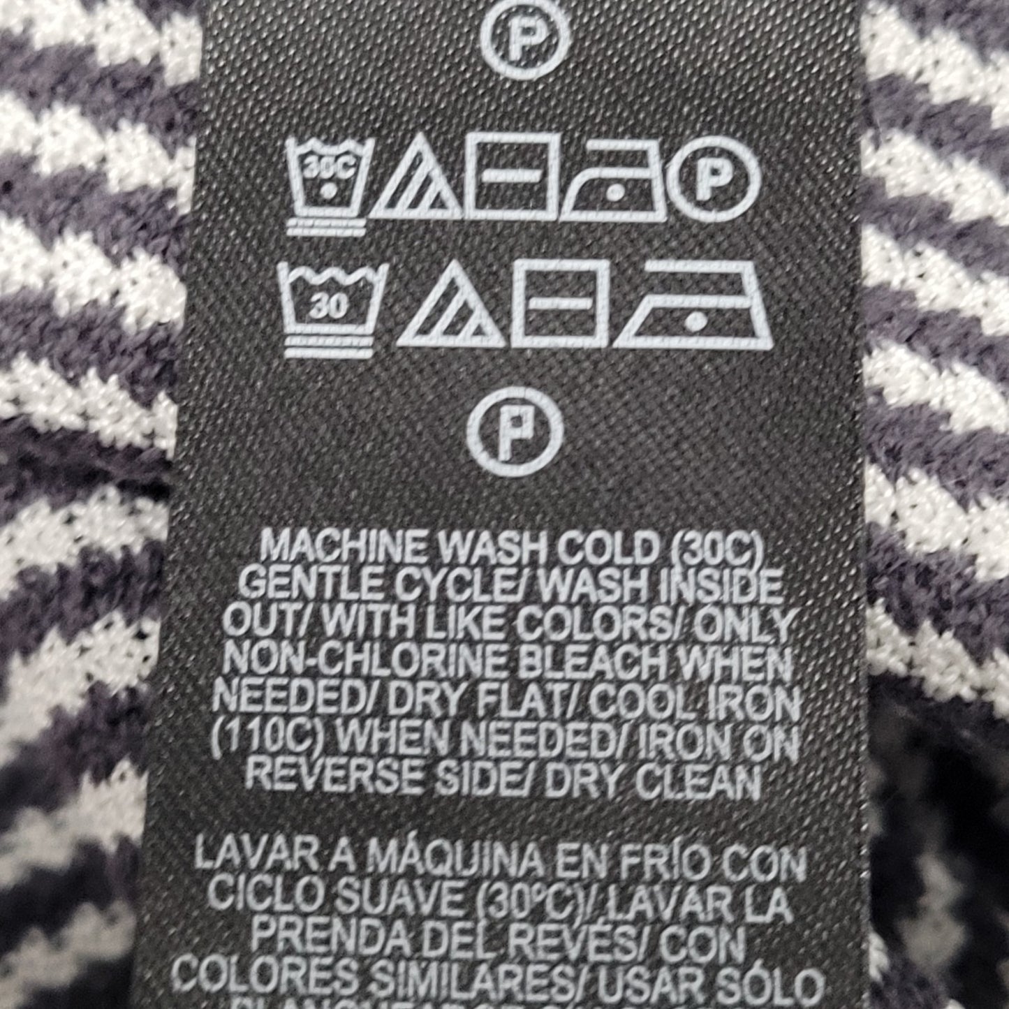 Rag & Bone Grey White Harvey Striped Cotton-Blend Johnny Polo Shirt Large L