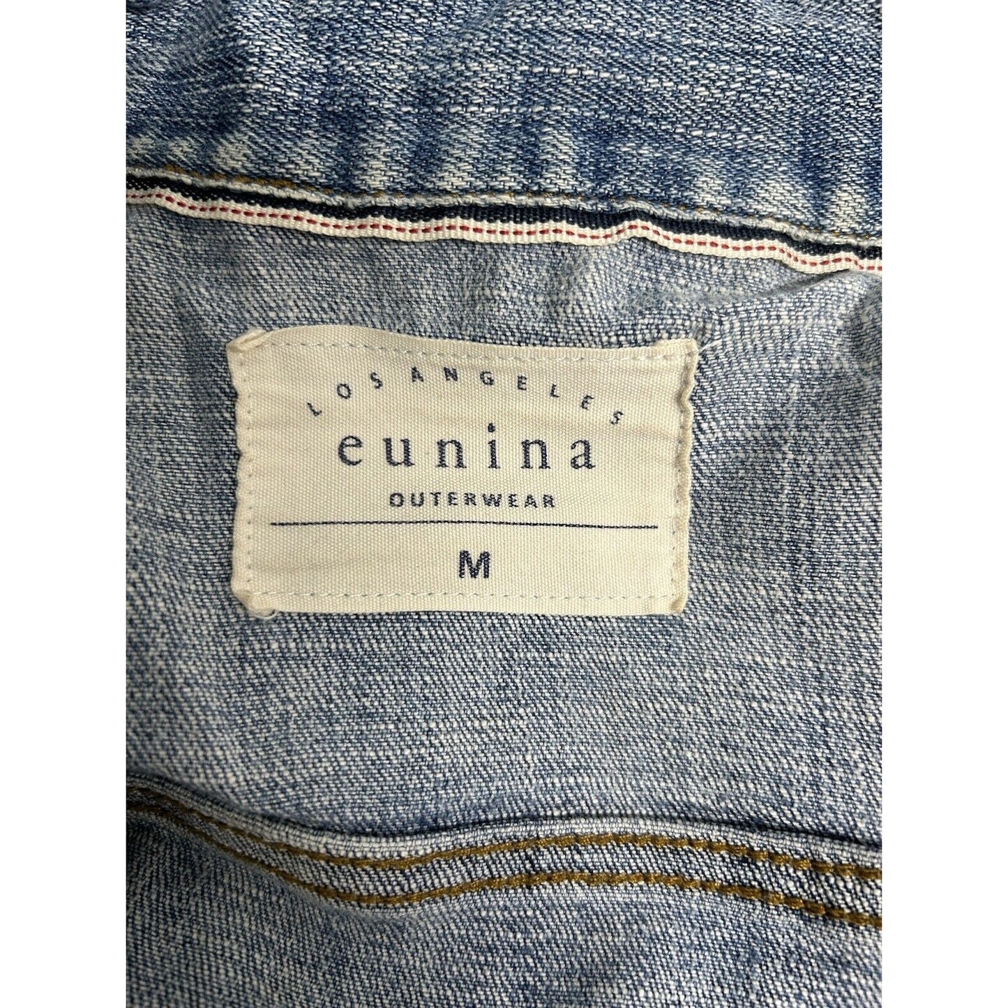 Eunina Outerwear Medium Wash Denim Distressed Button Up Jean Jacket Women’s M
