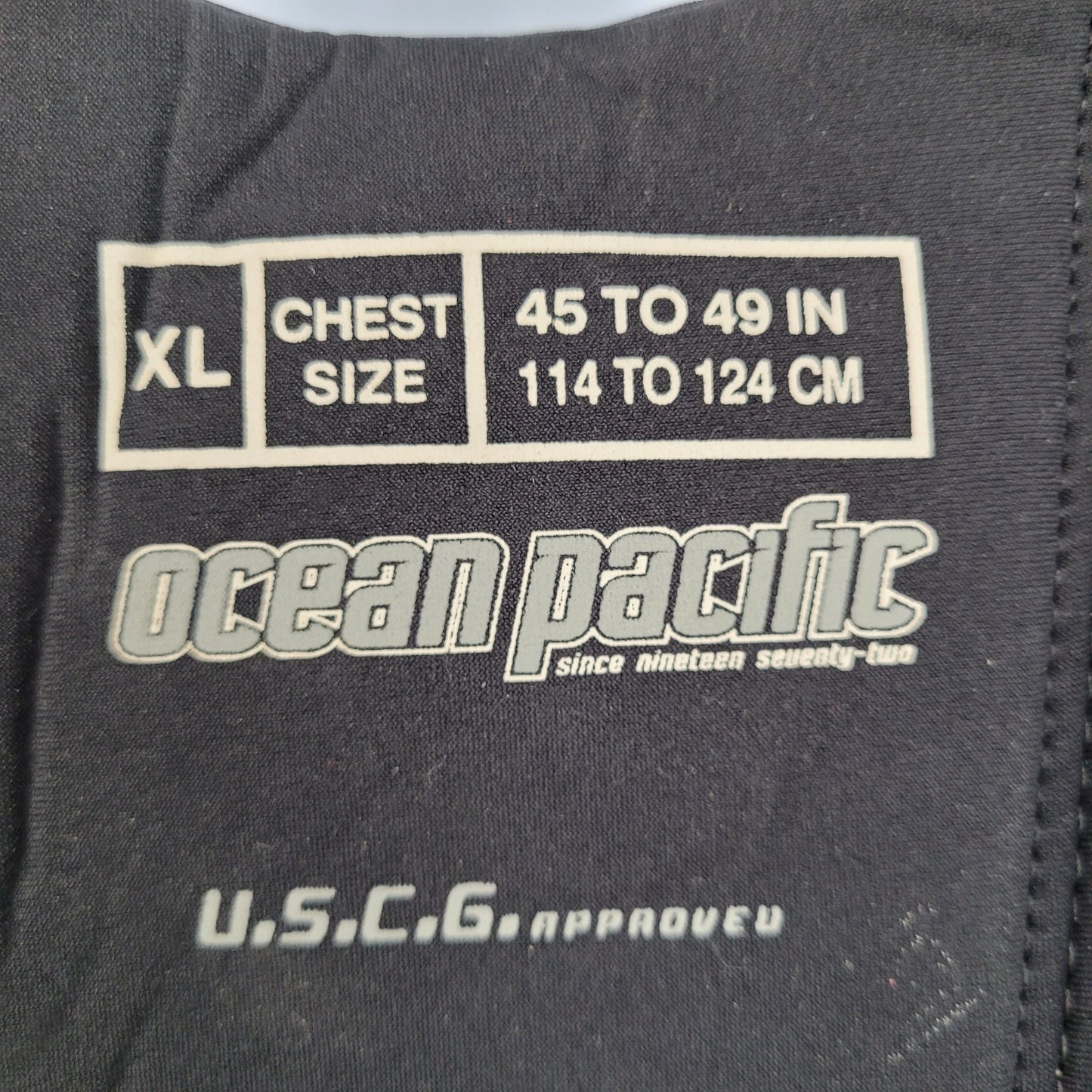 Ocean Pacific Black USCG Approved Flotation Aid Life Jacket Ski Vest Size XL