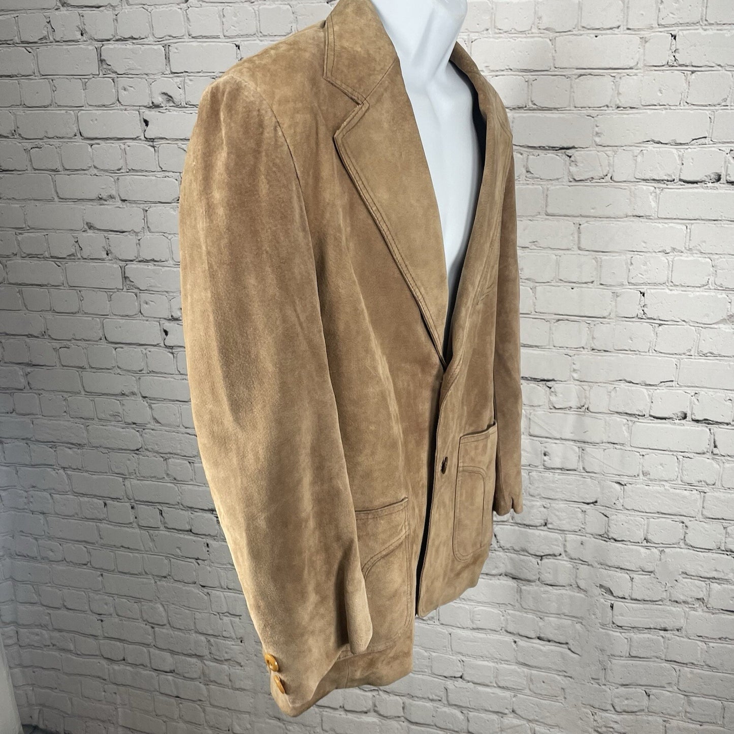 VTG William Barry Brown Raw Pork Velour Leather Jacket Collar USA Made Size 40