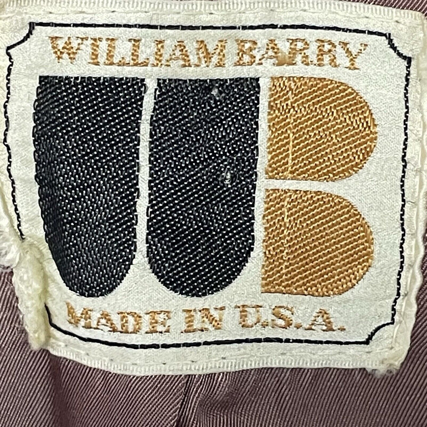 VTG William Barry Brown Raw Pork Velour Leather Jacket Collar USA Made Size 40