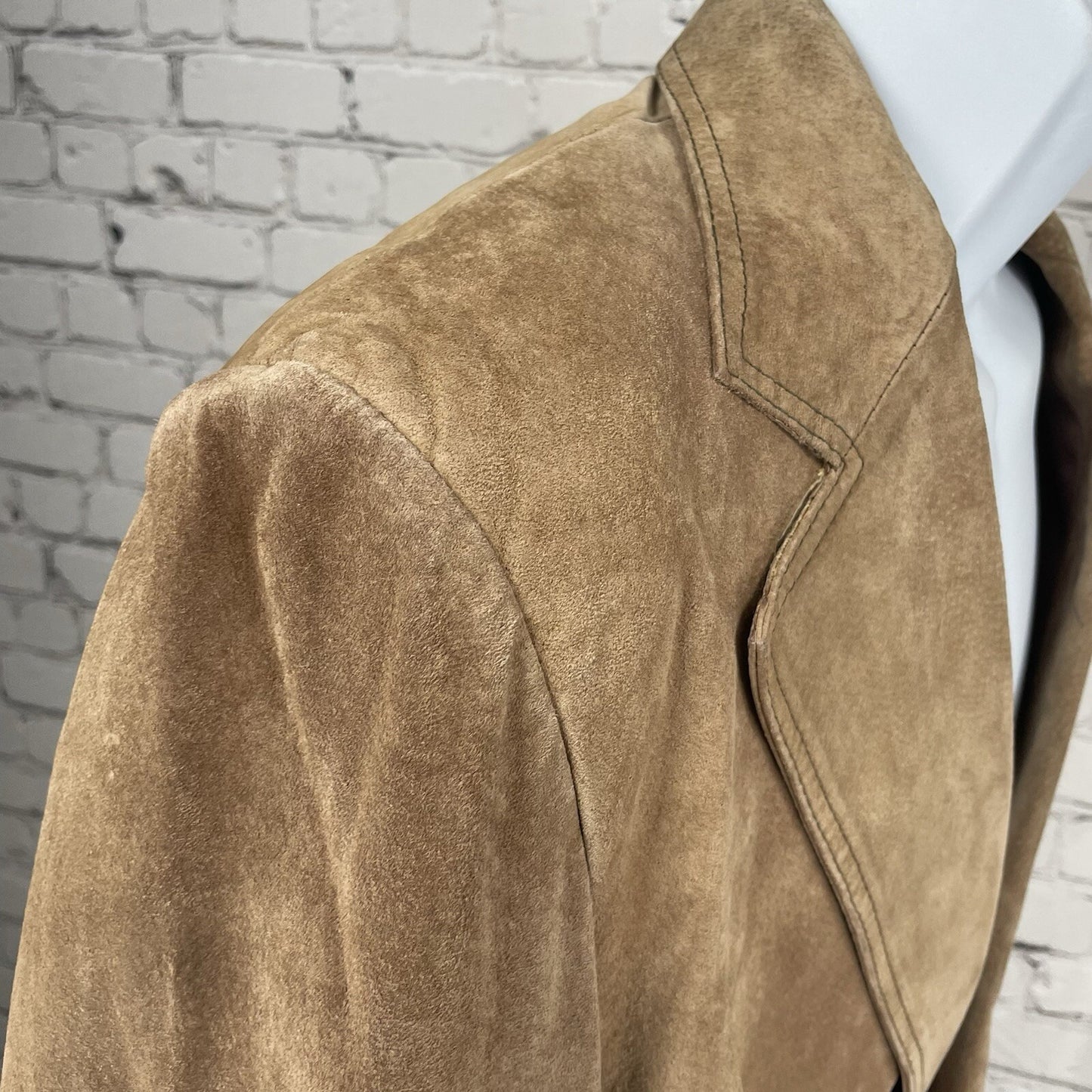 VTG William Barry Brown Raw Pork Velour Leather Jacket Collar USA Made Size 40