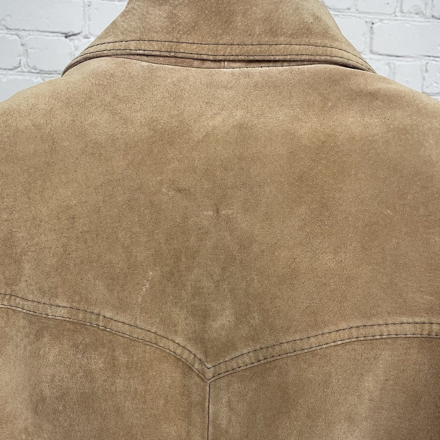 VTG William Barry Brown Raw Pork Velour Leather Jacket Collar USA Made Size 40