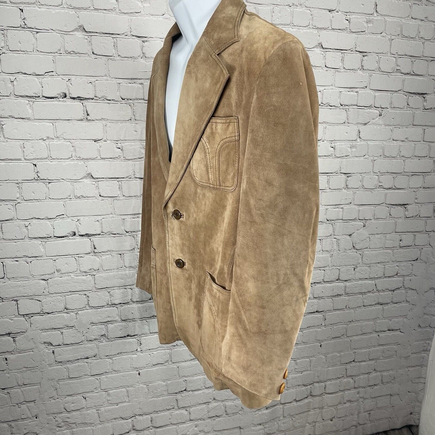 VTG William Barry Brown Raw Pork Velour Leather Jacket Collar USA Made Size 40