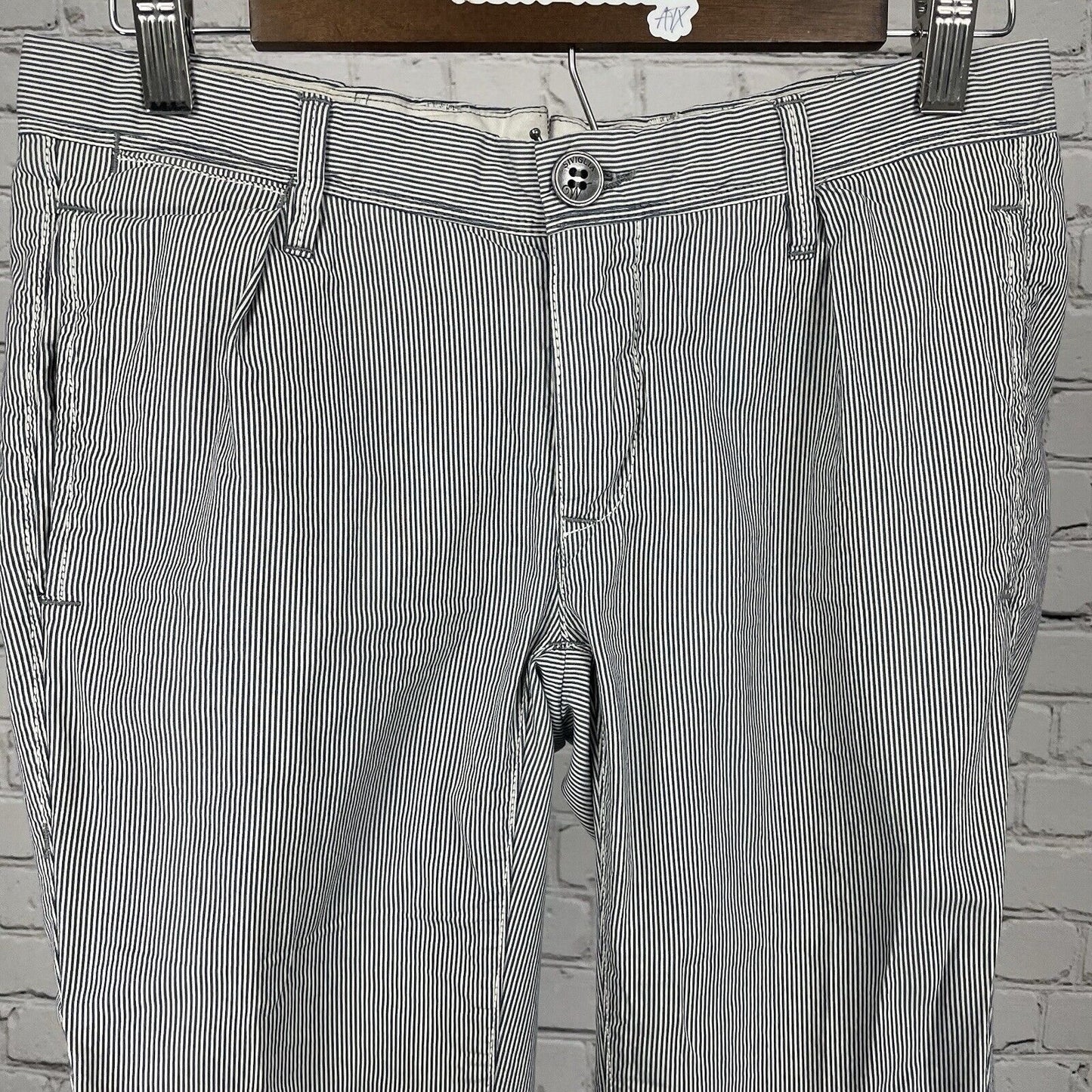White Siviglia White Striped Cotton Silk Low Rise Skinny Pants Italy 25 (30x31)