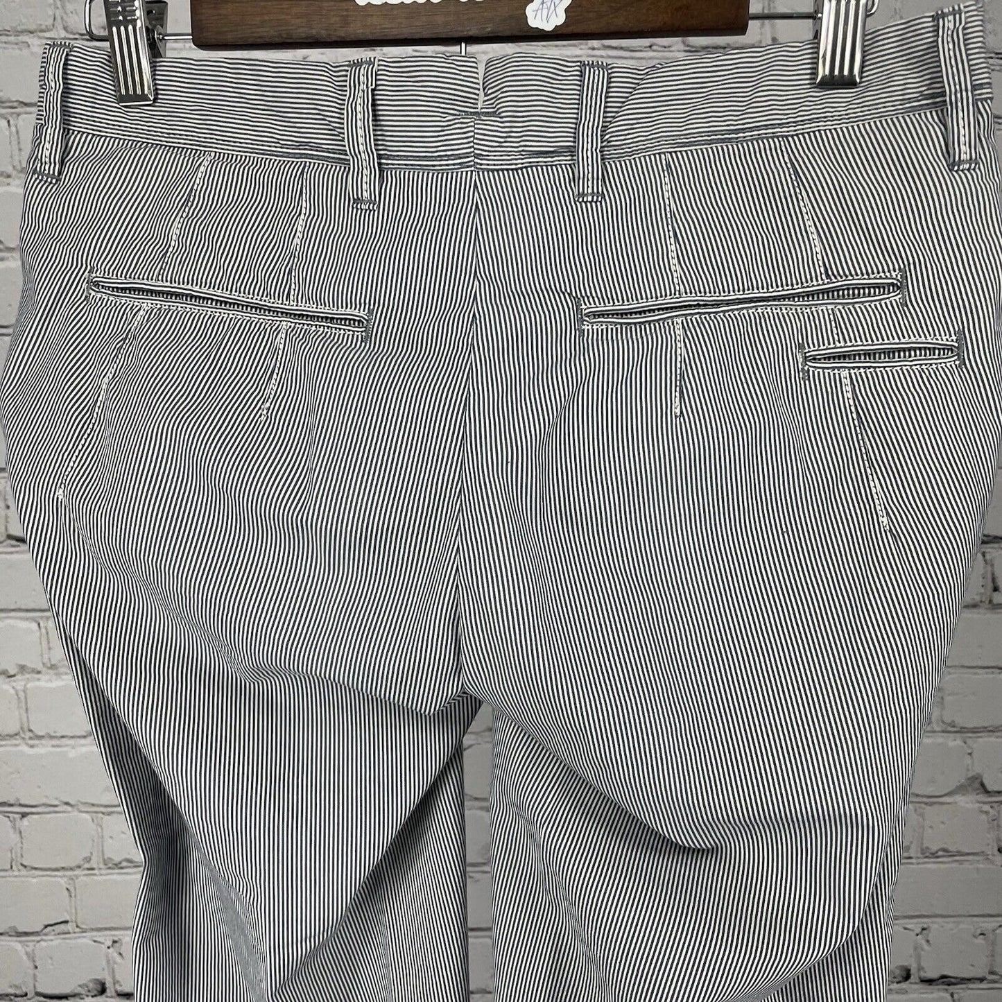 White Siviglia White Striped Cotton Silk Low Rise Skinny Pants Italy 25 (30x31)