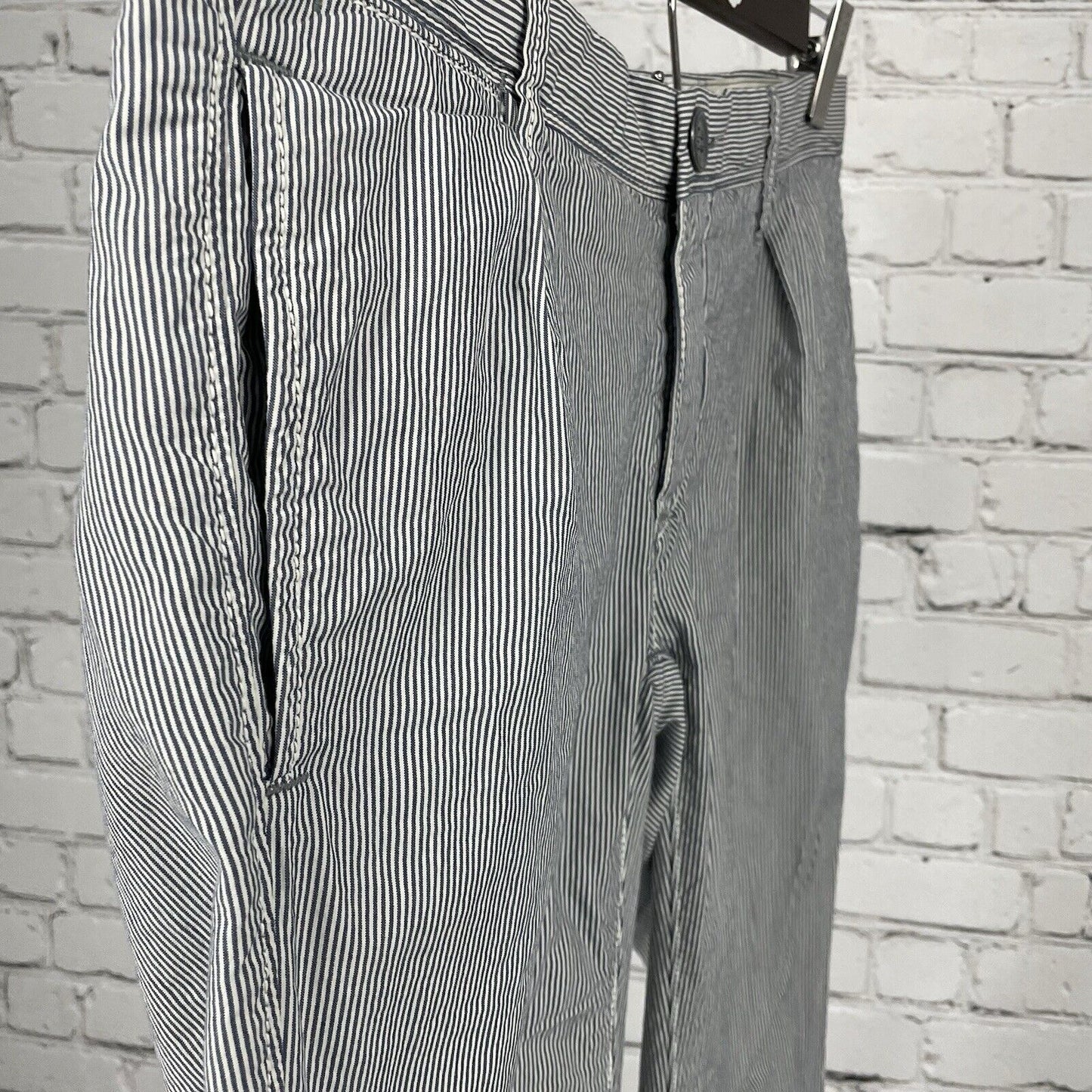 White Siviglia White Striped Cotton Silk Low Rise Skinny Pants Italy 25 (30x31)