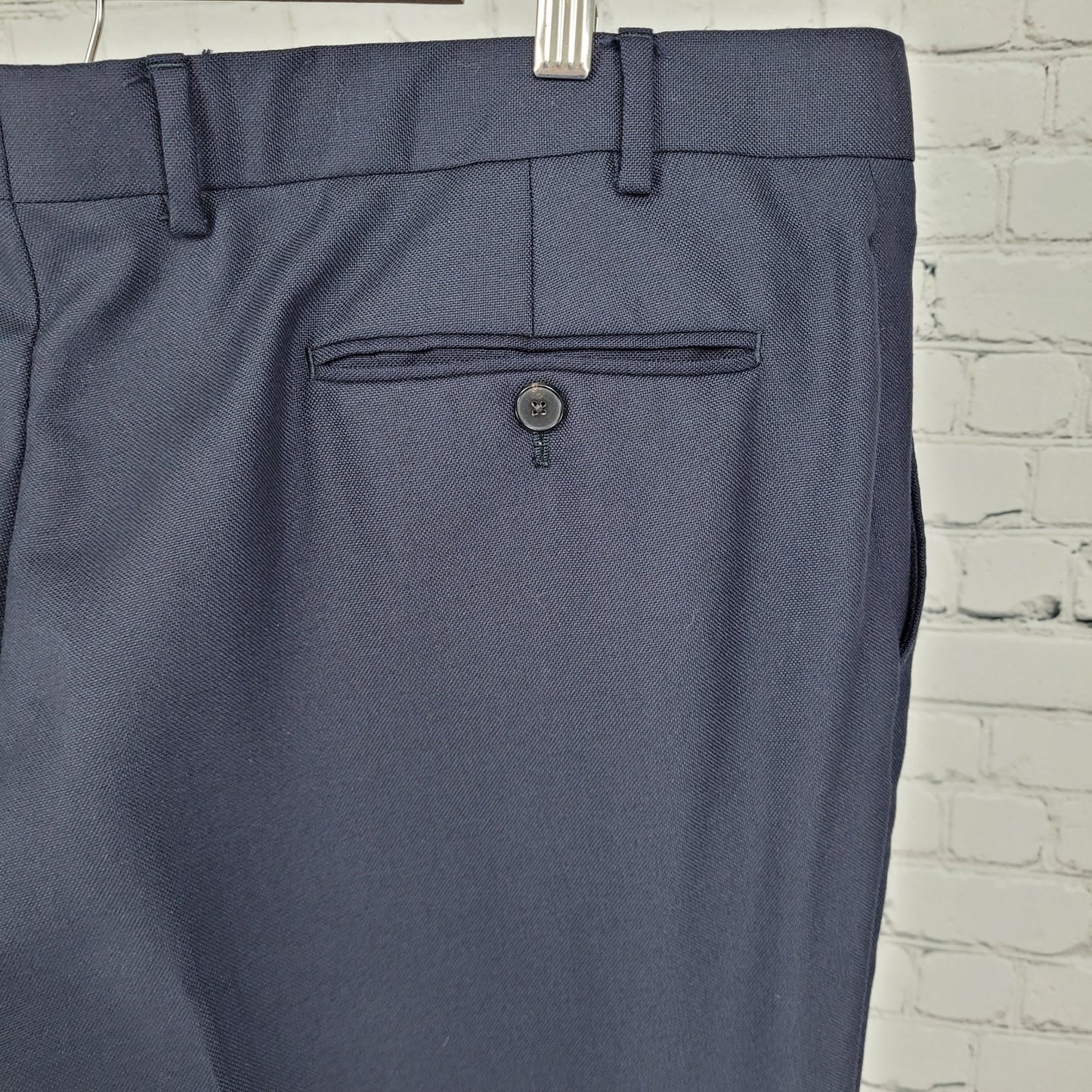 Charles Tyrwhitt Navy 100% Wool Flat Front Straight Dress Pants Size 42 (42x32)
