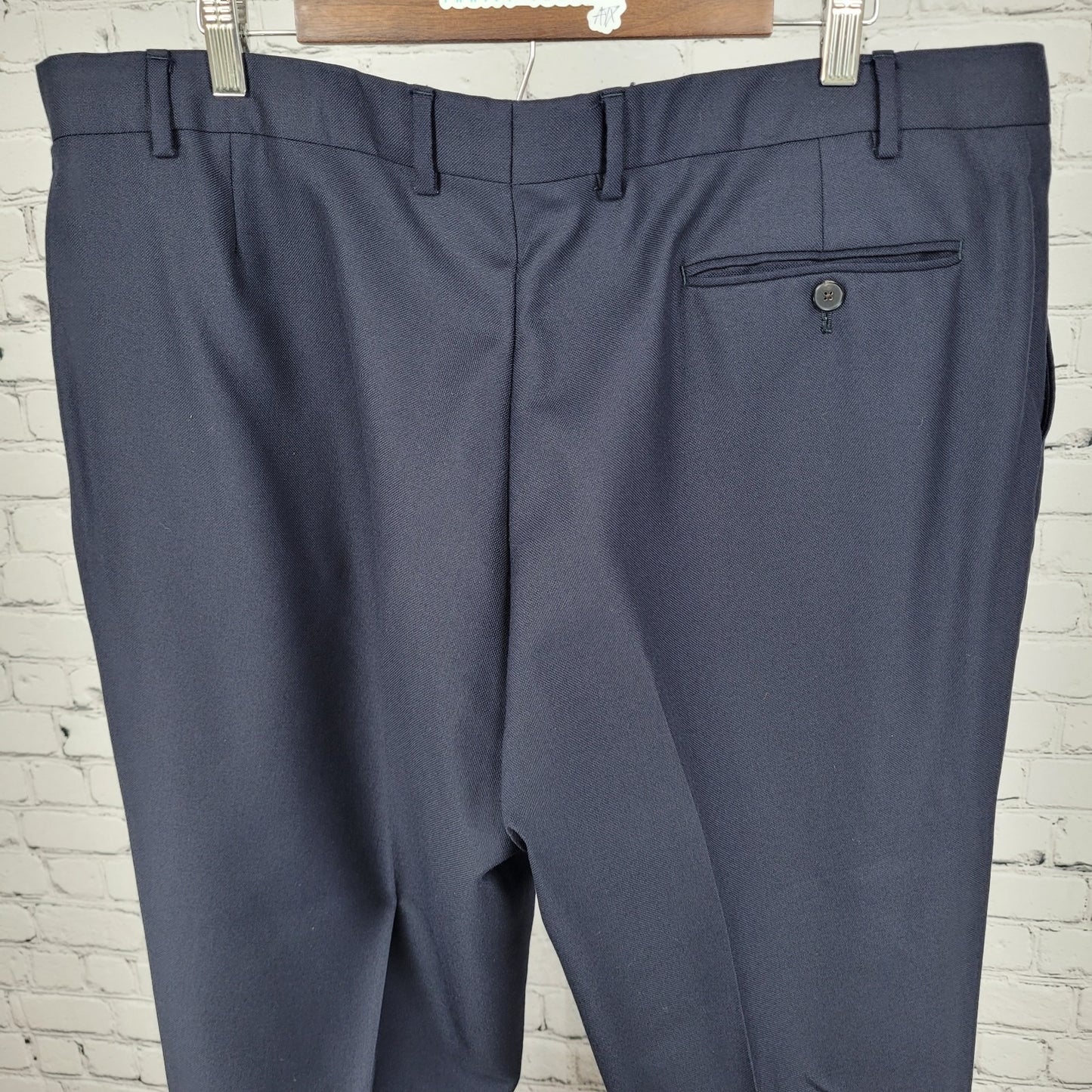 Charles Tyrwhitt Navy 100% Wool Flat Front Straight Dress Pants Size 42 (42x32)