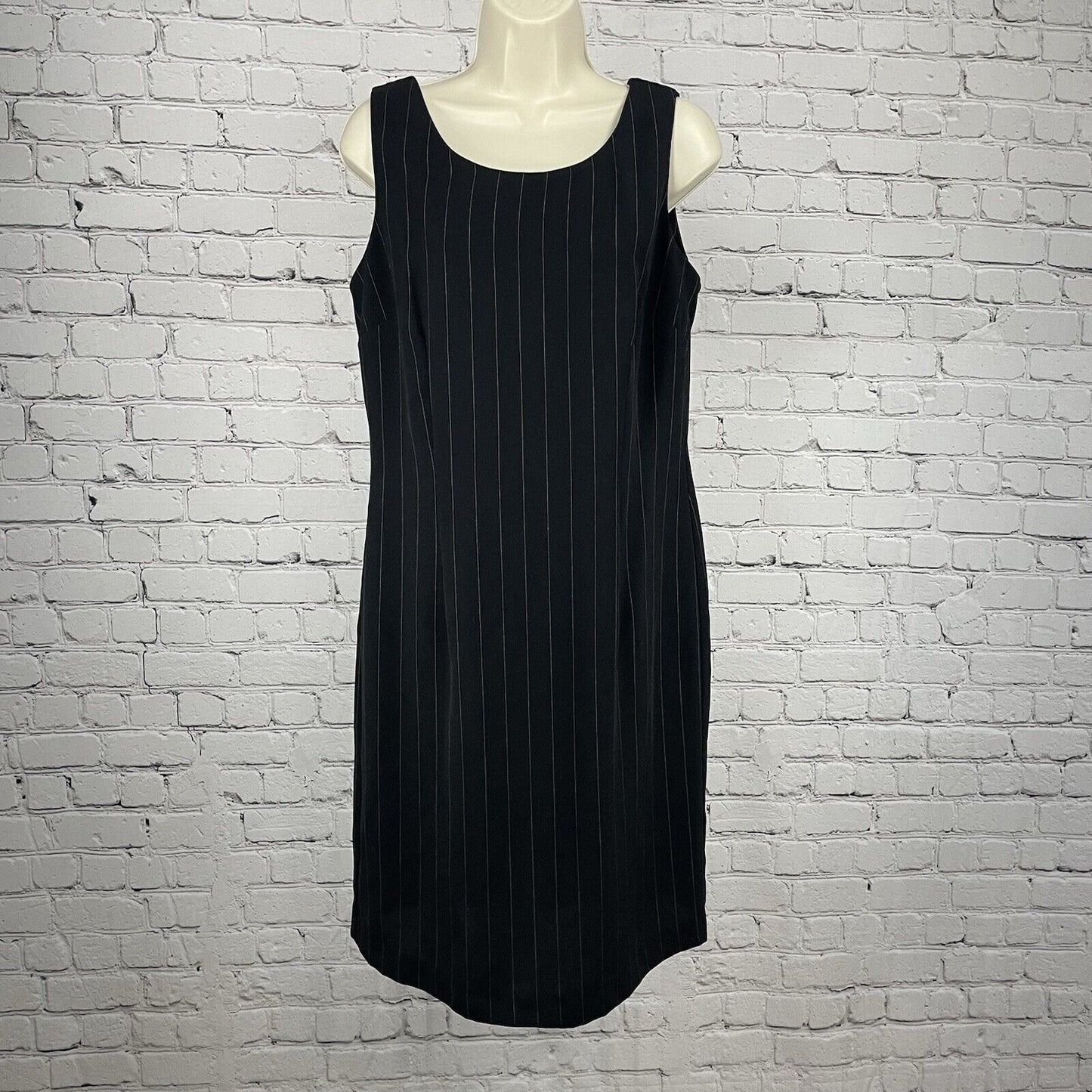 VTG SL Fashions Black Striped Business Above Knee Shift Dress USA Made Size 10