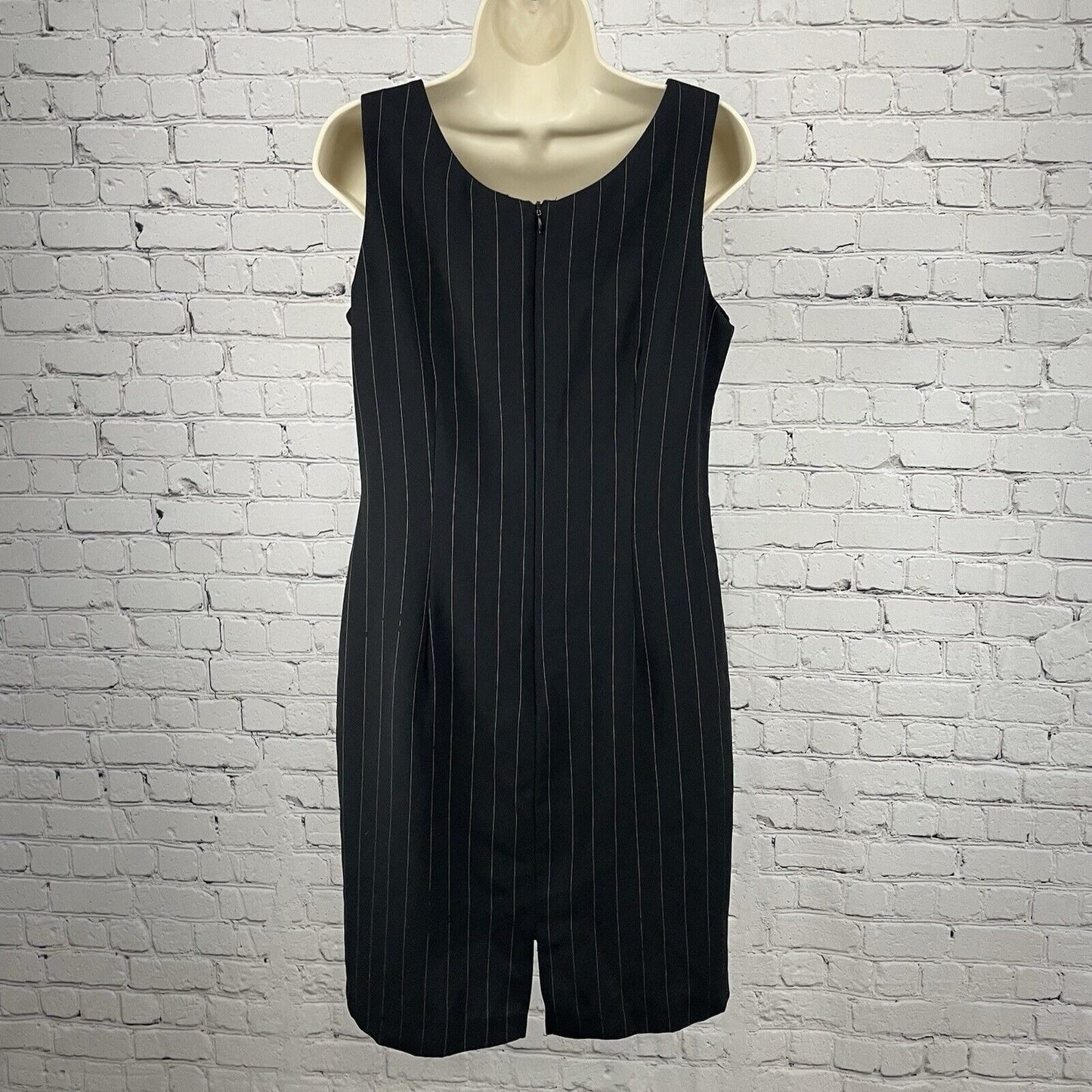 VTG SL Fashions Black Striped Business Above Knee Shift Dress USA Made Size 10