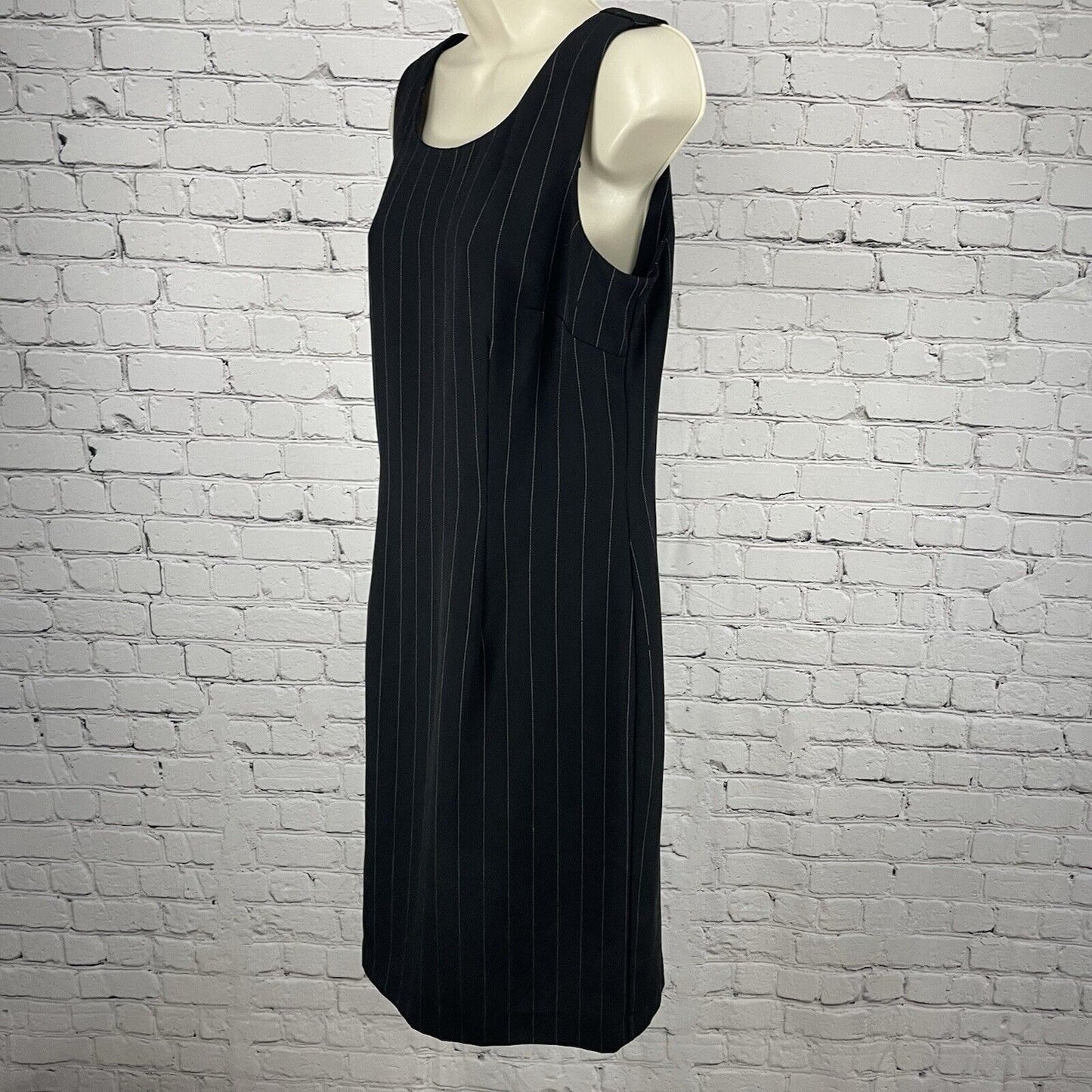 VTG SL Fashions Black Striped Business Above Knee Shift Dress USA Made Size 10