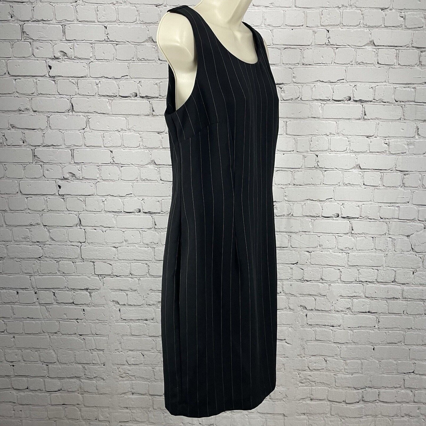 VTG SL Fashions Black Striped Business Above Knee Shift Dress USA Made Size 10