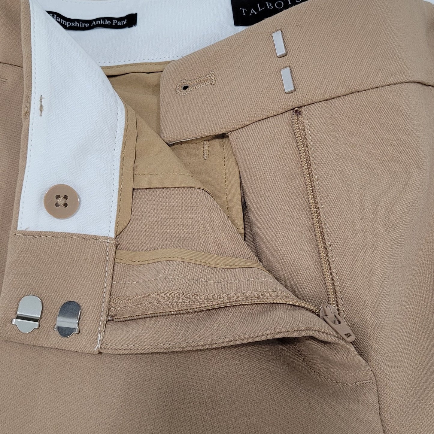 Talbots Tan Hampshire Ankle Pants Mid Rise Tapered Stretch Size 10 (32x26)