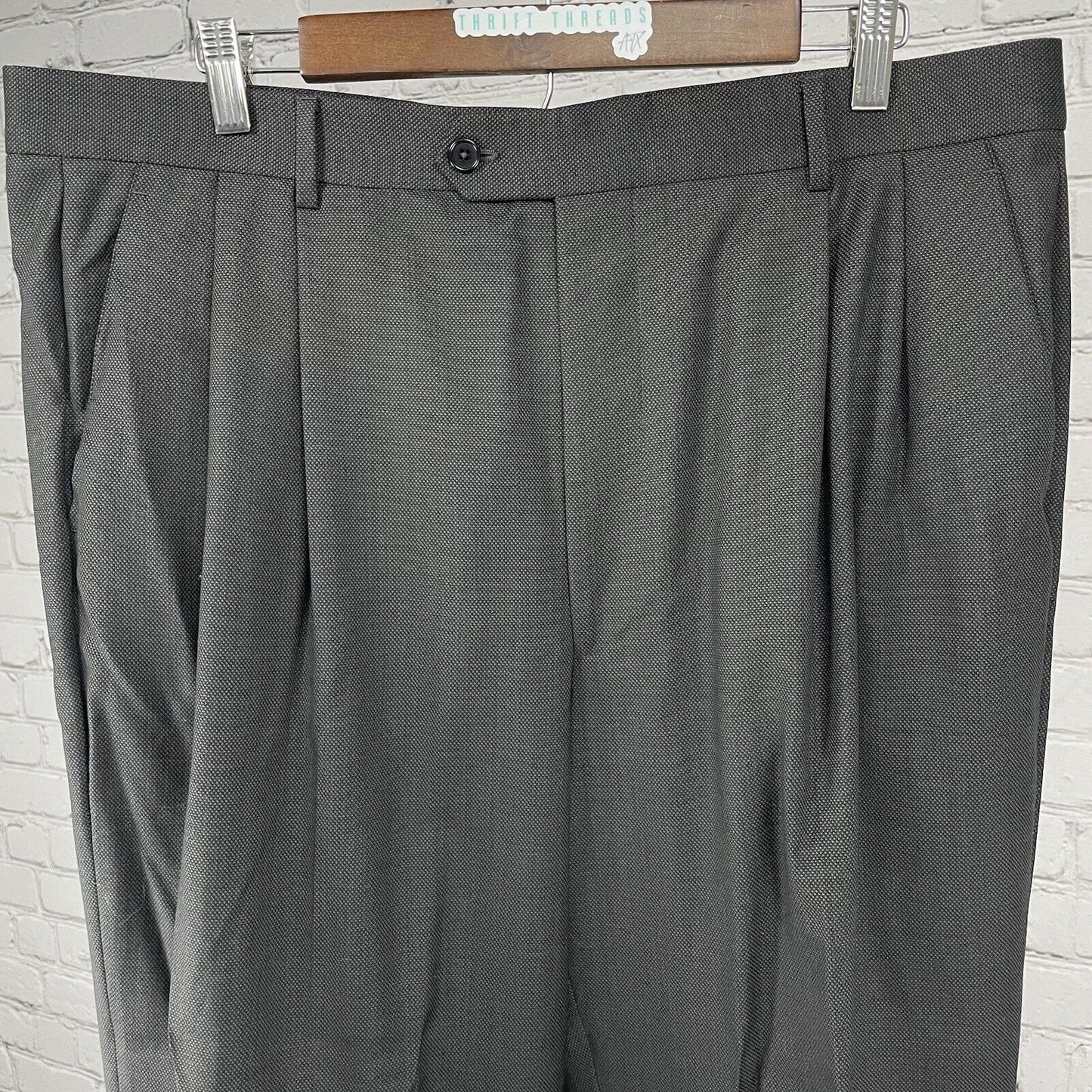 Pronto Uomo Couture Black Italian Wool Cuffed Pants Straight Size 38 (38x30.5)