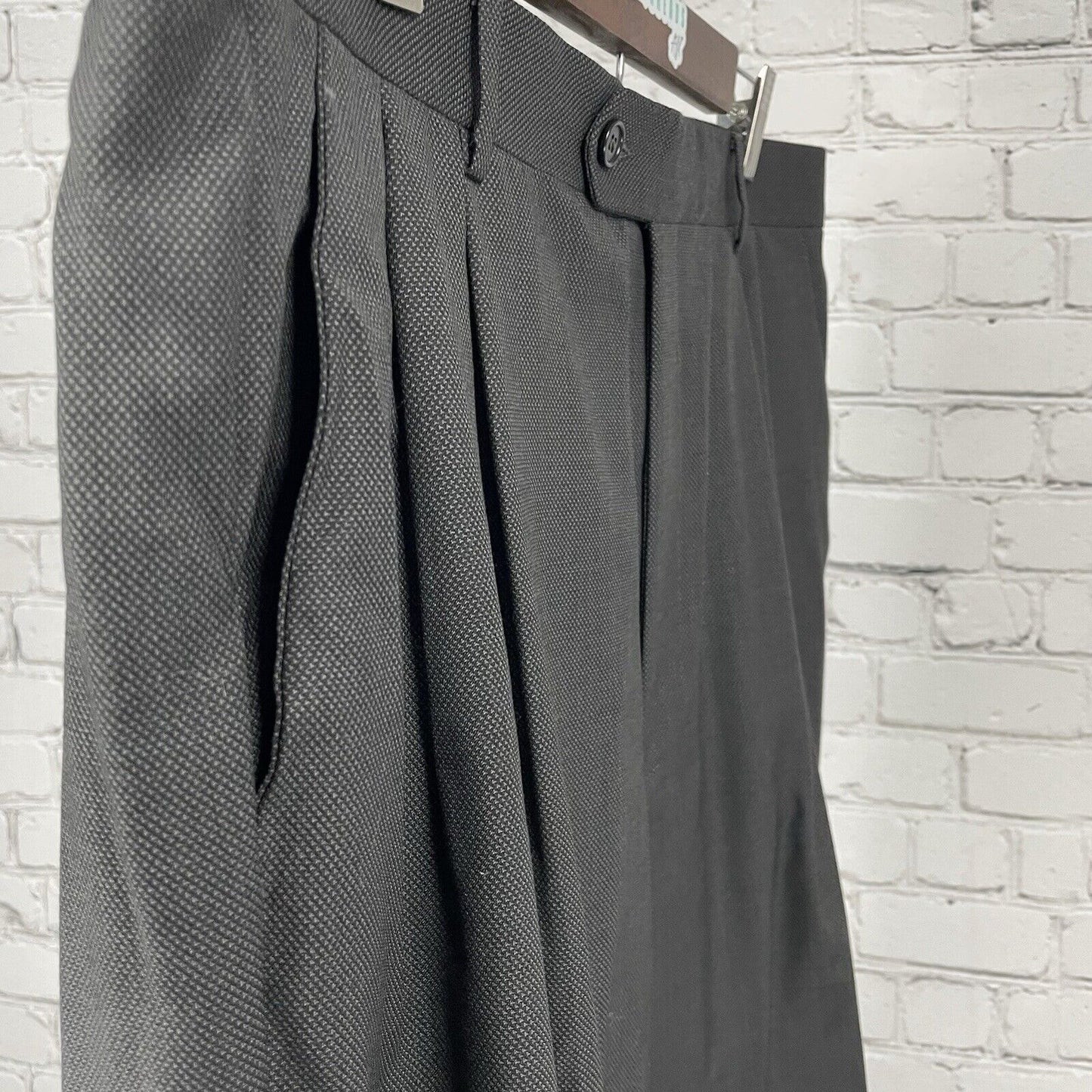Pronto Uomo Couture Black Italian Wool Cuffed Pants Straight Size 38 (38x30.5)