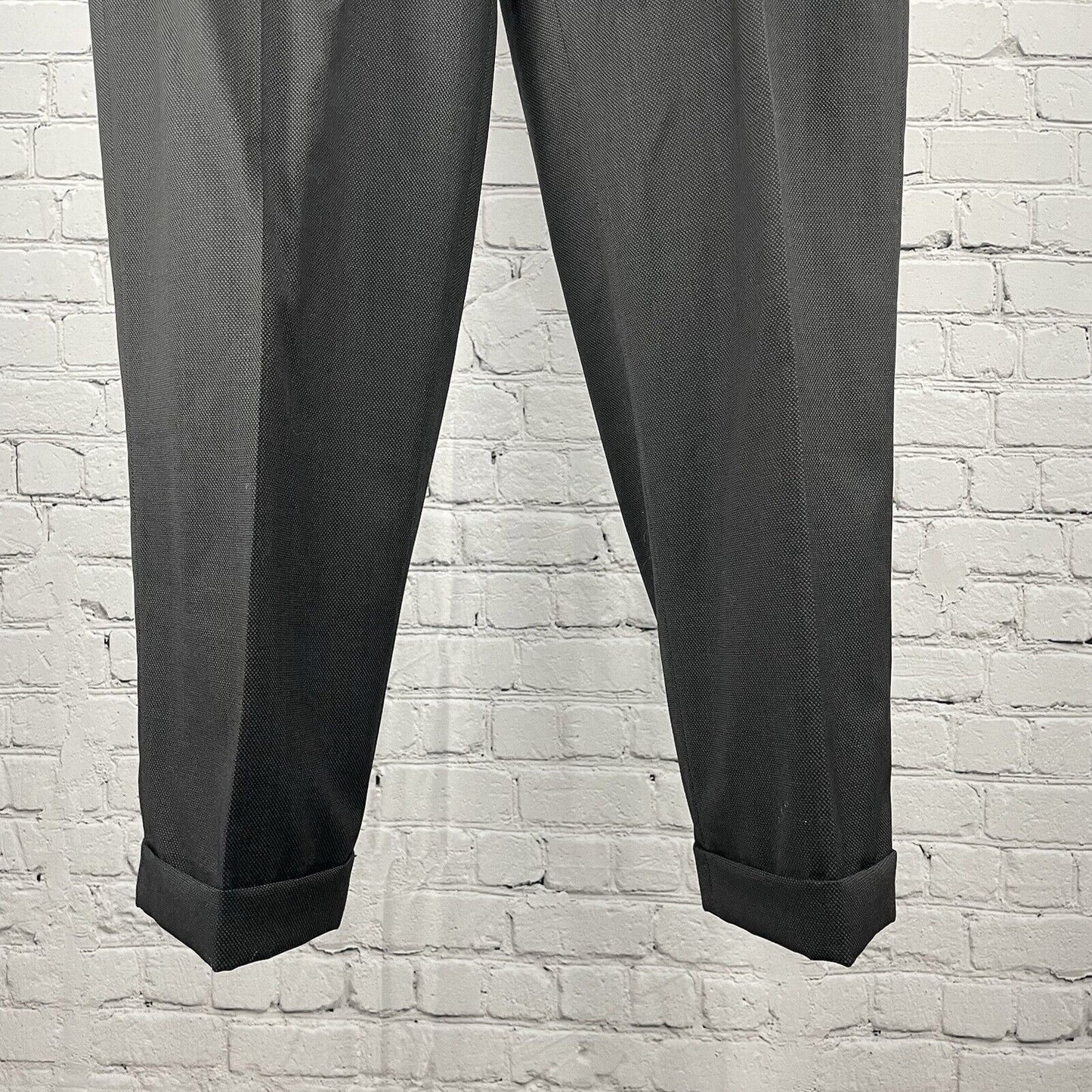 Pronto Uomo Couture Black Italian Wool Cuffed Pants Straight Size 38 (38x30.5)
