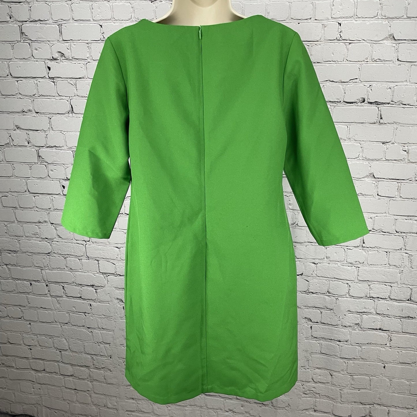 Maurini Green 3/4 Sleeve Unlined Zipped Shift Knee Length Dress Size Large L