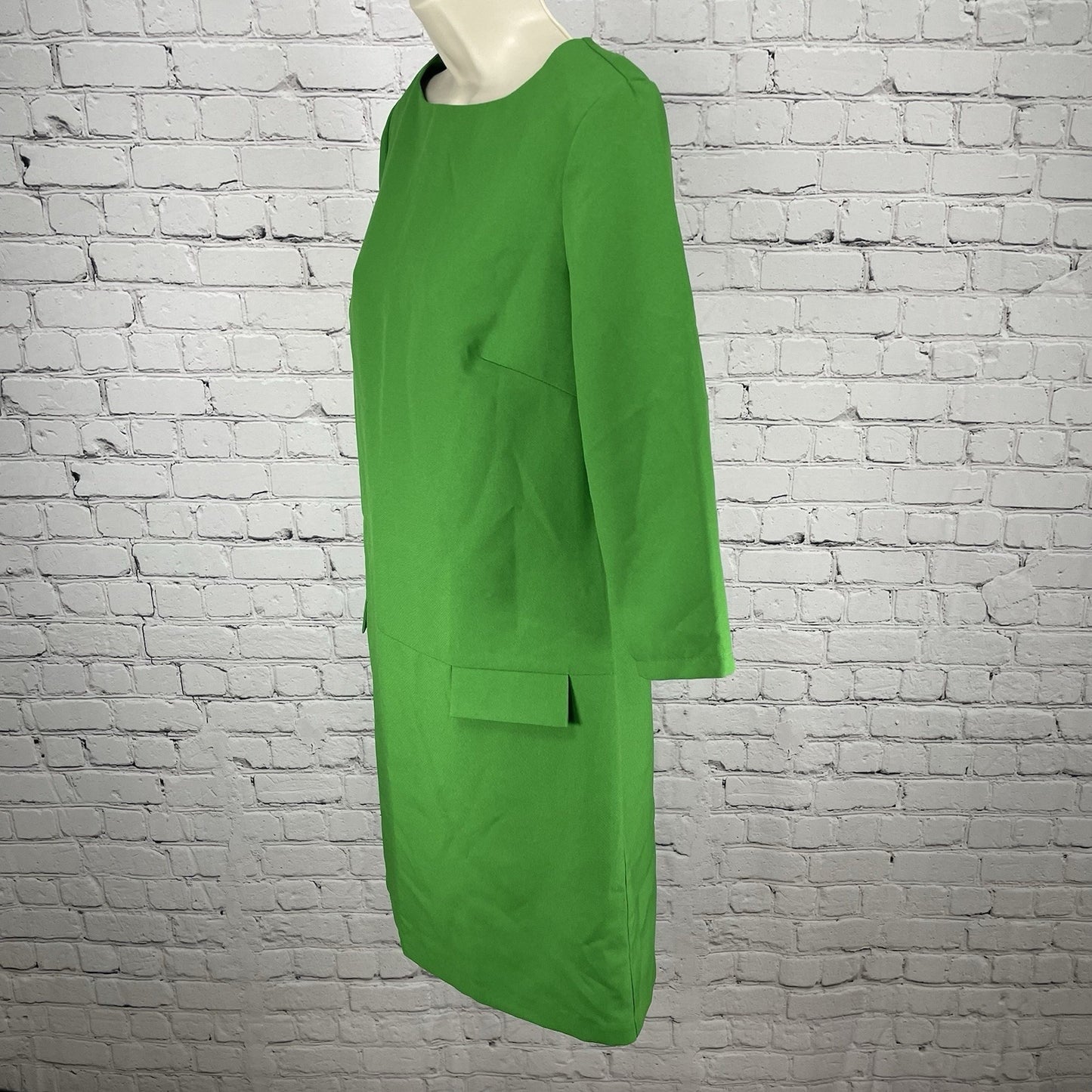 Maurini Green 3/4 Sleeve Unlined Zipped Shift Knee Length Dress Size Large L