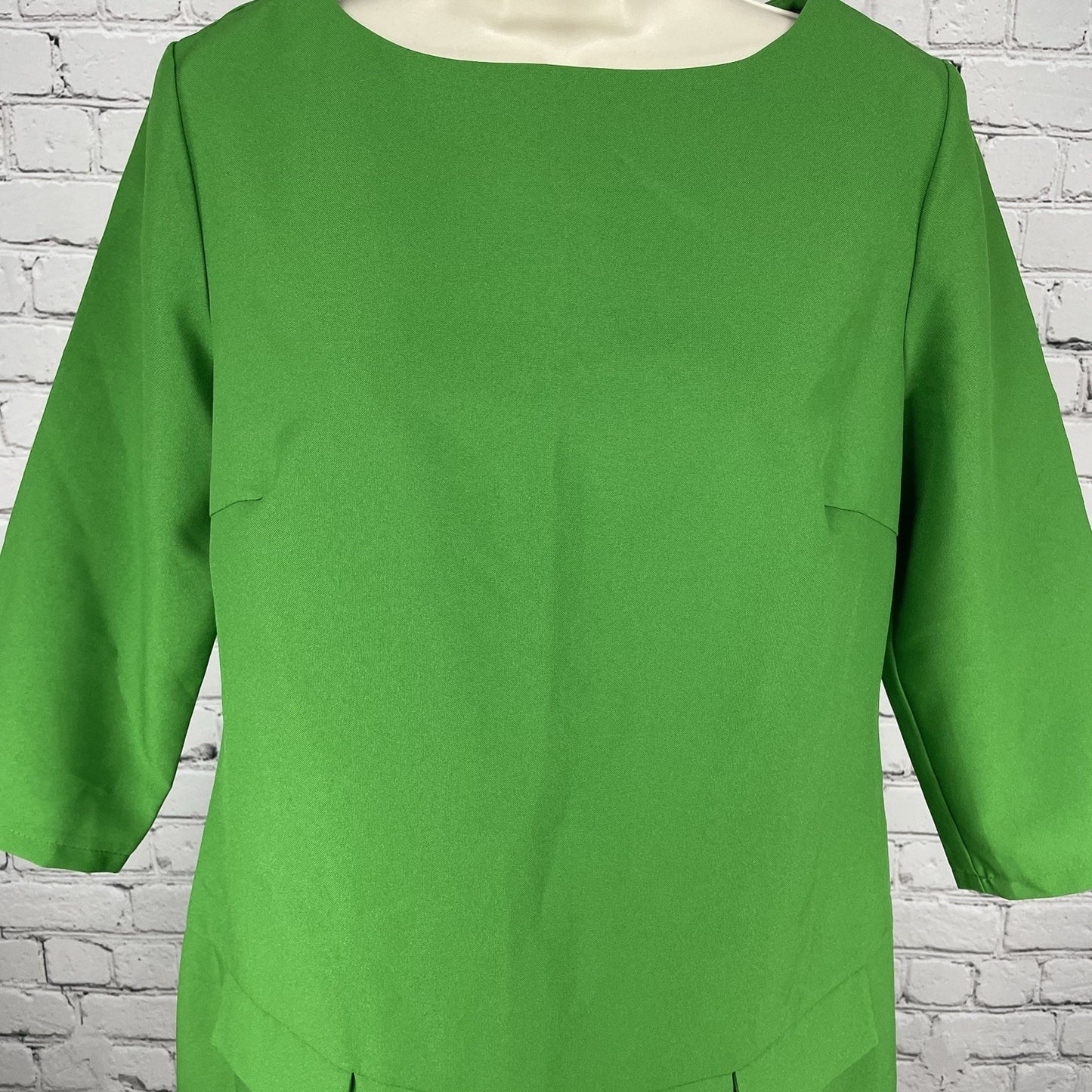Maurini Green 3/4 Sleeve Unlined Zipped Shift Knee Length Dress Size Large L
