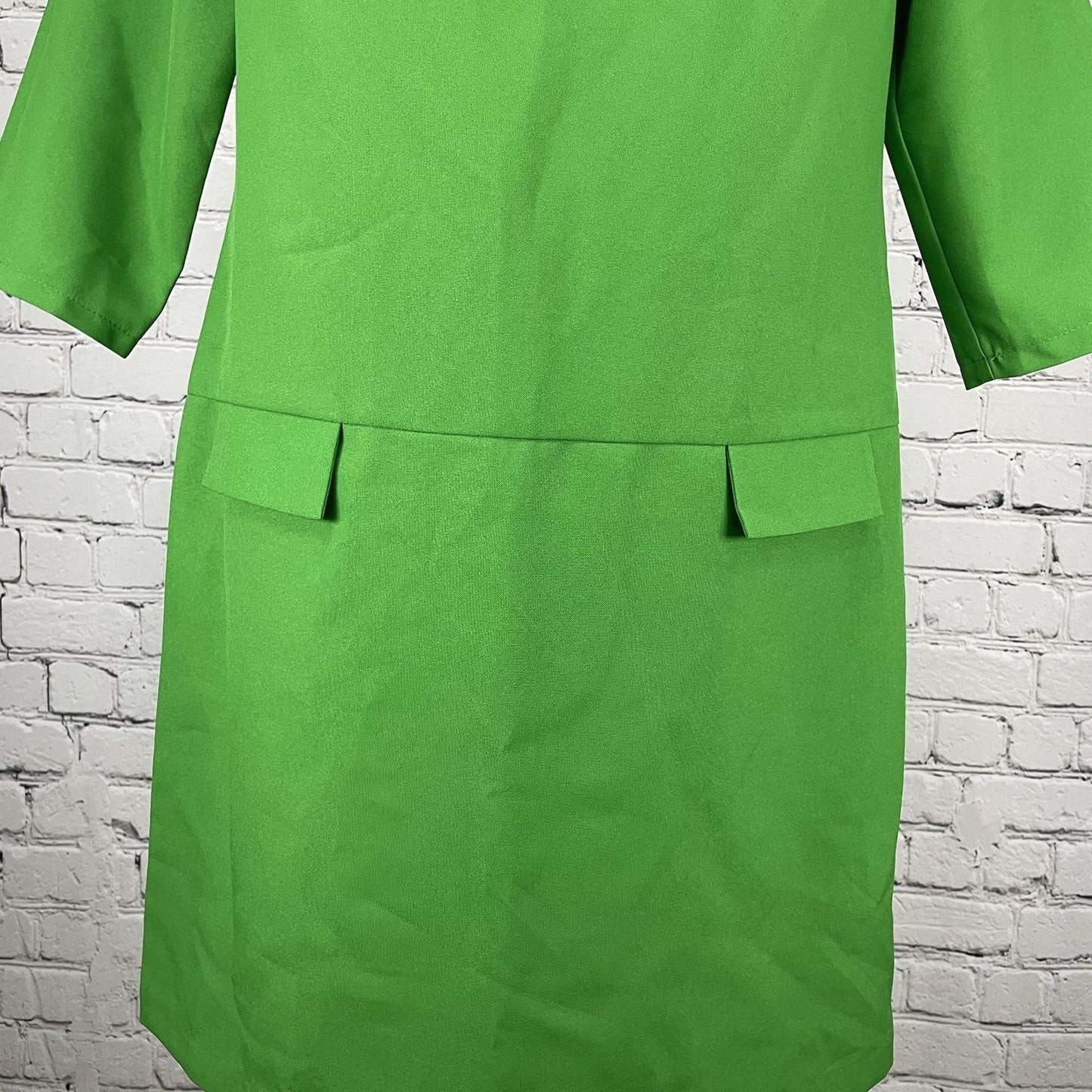 Maurini Green 3/4 Sleeve Unlined Zipped Shift Knee Length Dress Size Large L