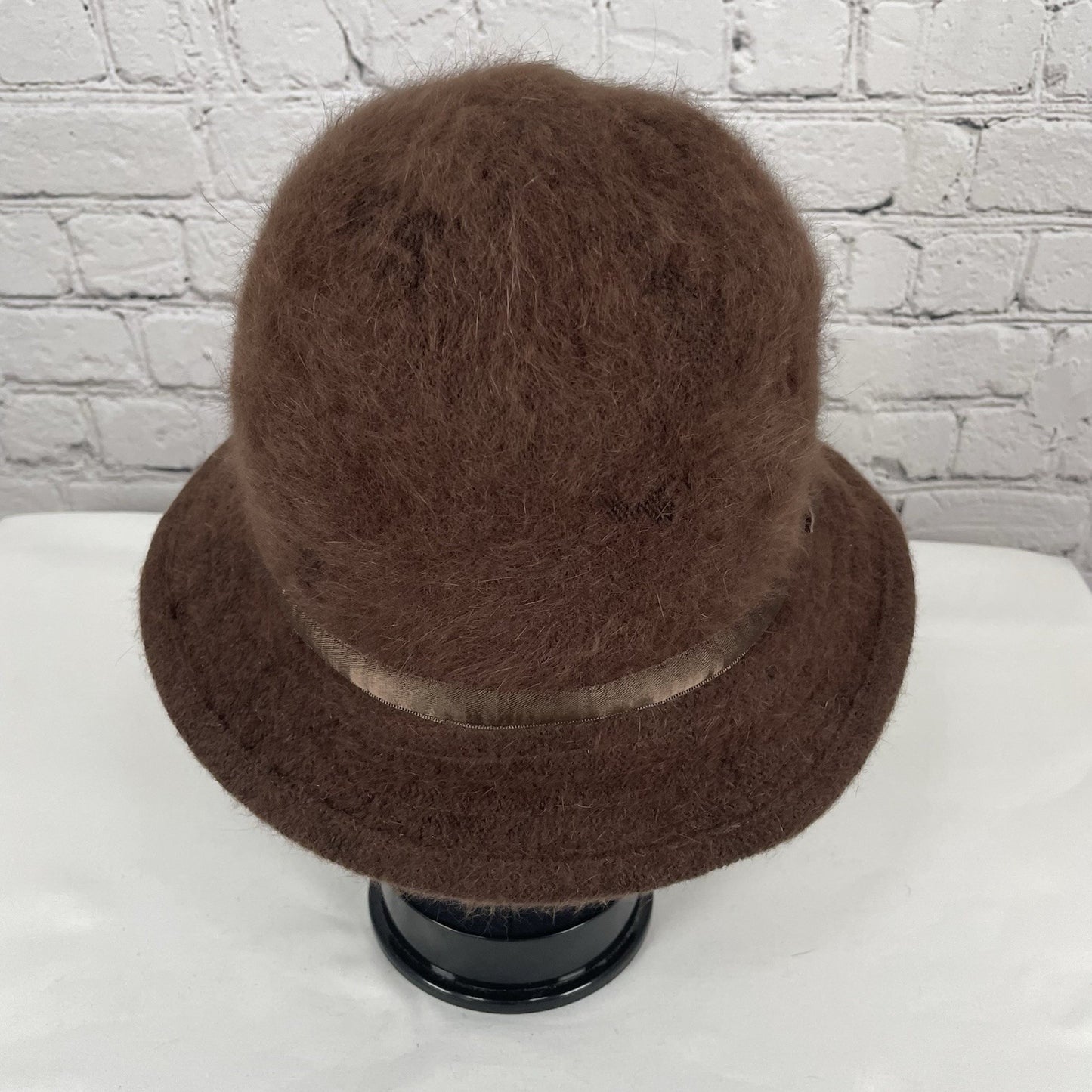VTG Liz Claiborne Brown Soft Rabbit Hair Blend Bow Packable Cloche Hat