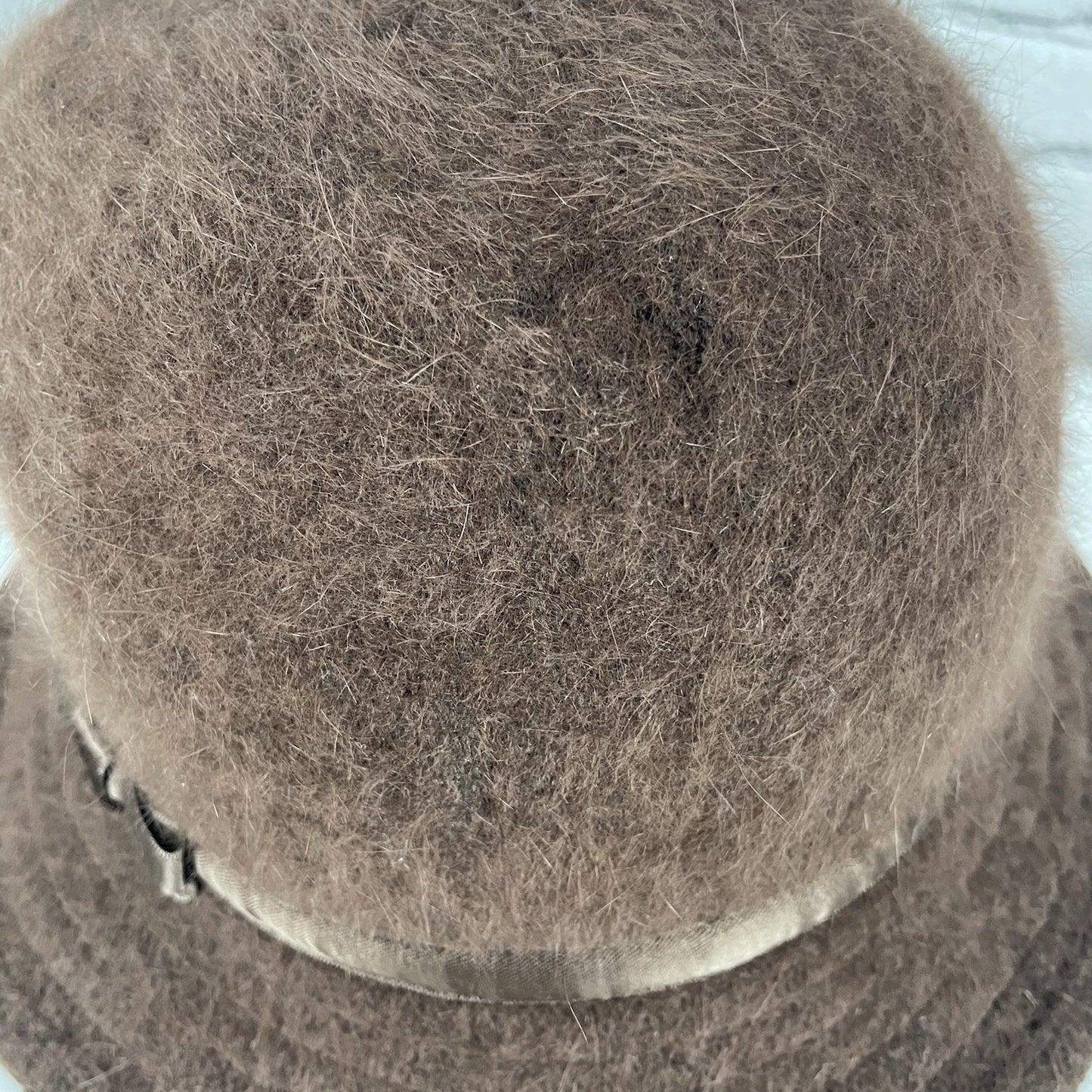 VTG Liz Claiborne Brown Soft Rabbit Hair Blend Bow Packable Cloche Hat