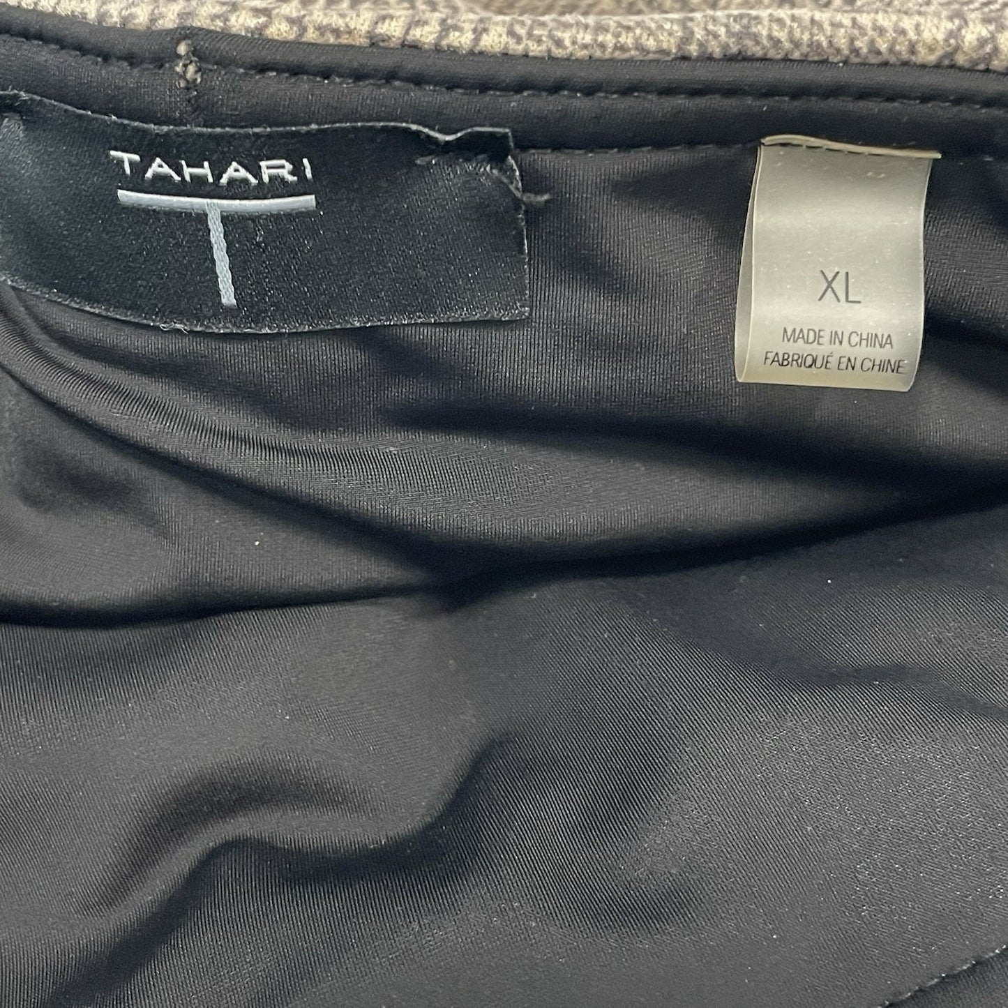Tahari Tan Check Soft Faux Suede Legging Tummy Control Pants Size XL (35x28)