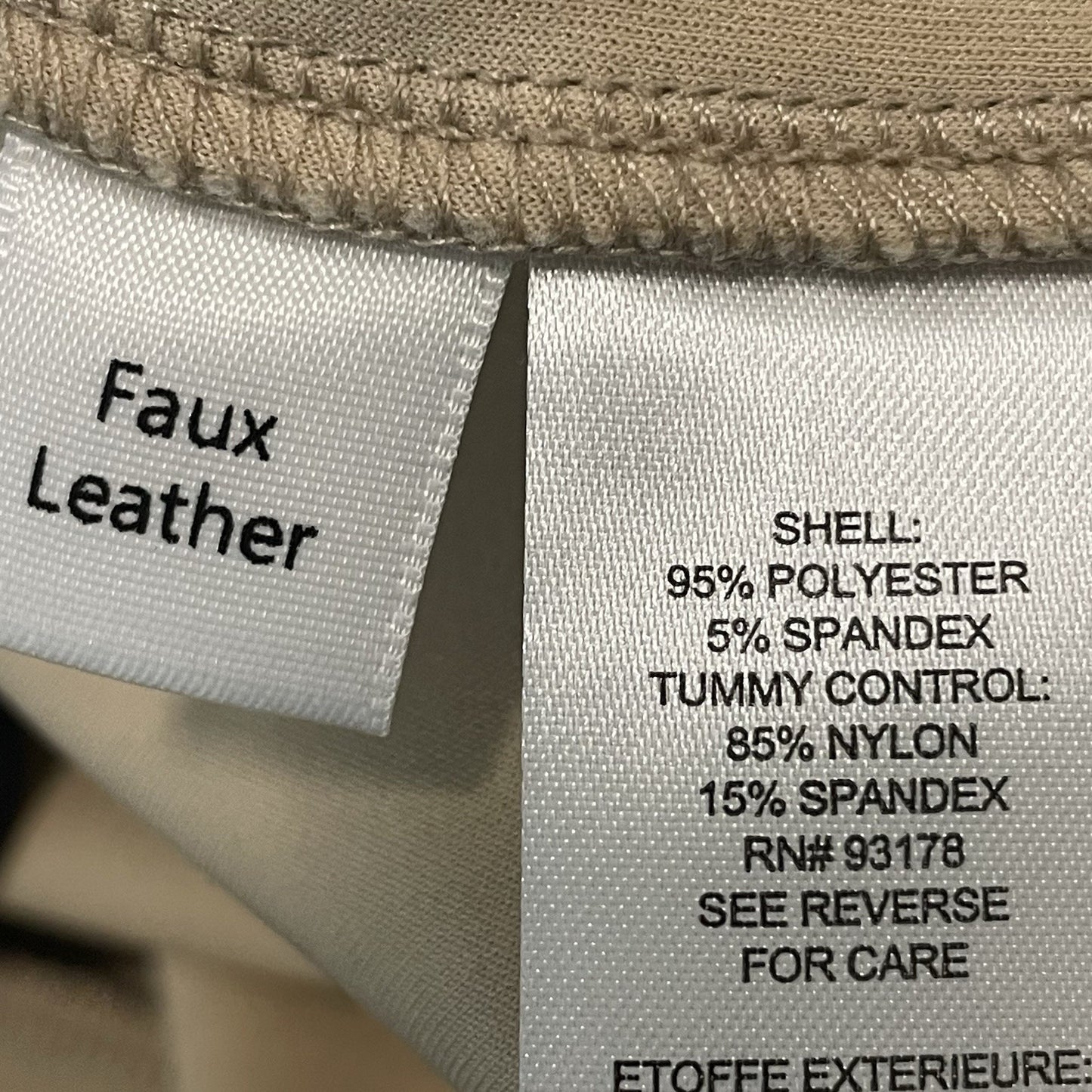 Tahari Tan Check Soft Faux Suede Legging Tummy Control Pants Size XL (35x28)