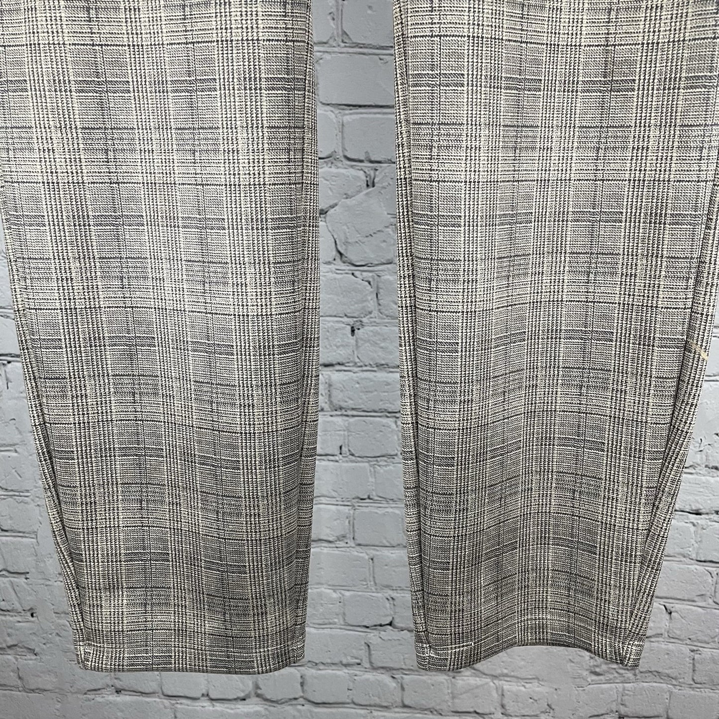 Tahari Tan Check Soft Faux Suede Legging Tummy Control Pants Size XL (35x28)