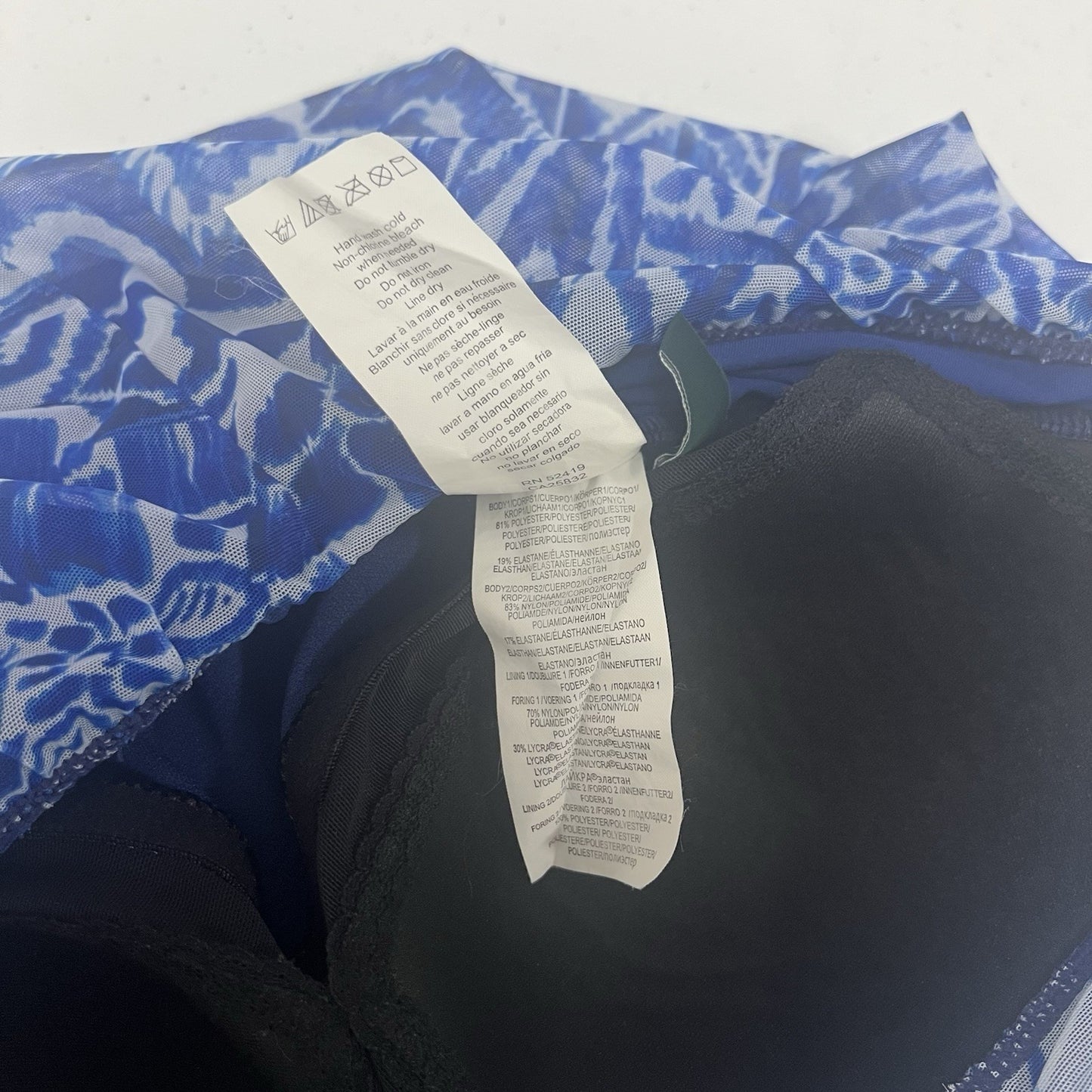 Lauren Ralph Lauren Blue Sheer Strapless One Piece Lightly Padded Swimsuit 8
