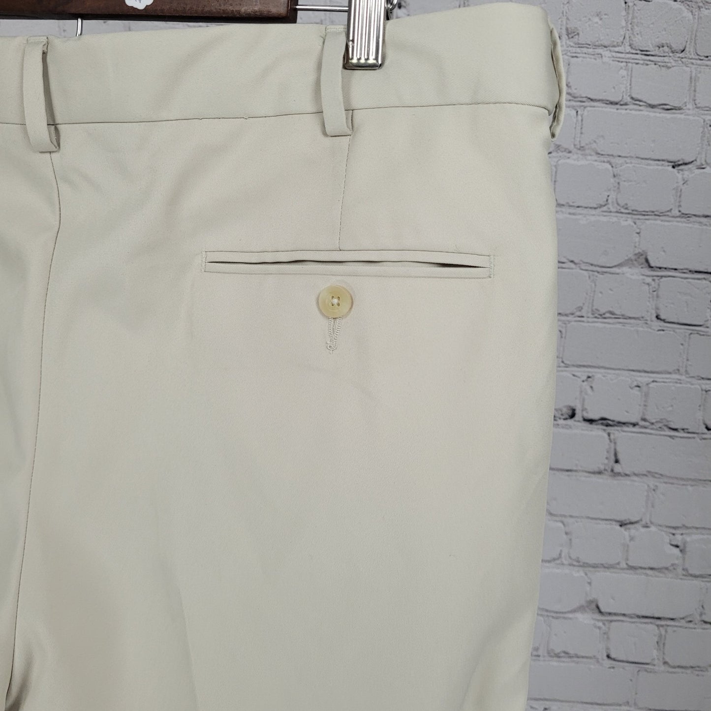 Jos A Bank Beige Traveler Pleated Cuffed Straight Dress Pants Size 36 (36x29)