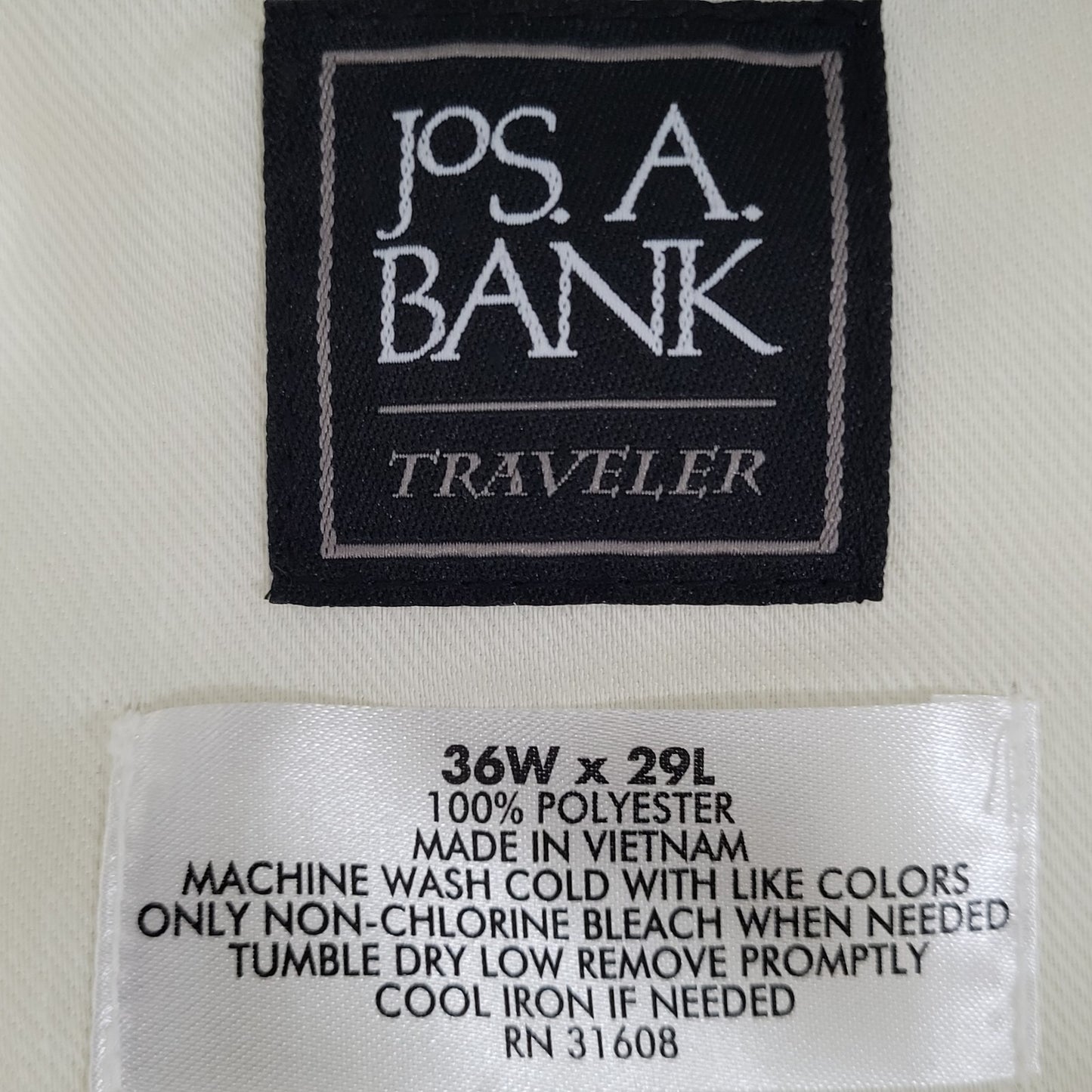 Jos A Bank Beige Traveler Pleated Cuffed Straight Dress Pants Size 36 (36x29)
