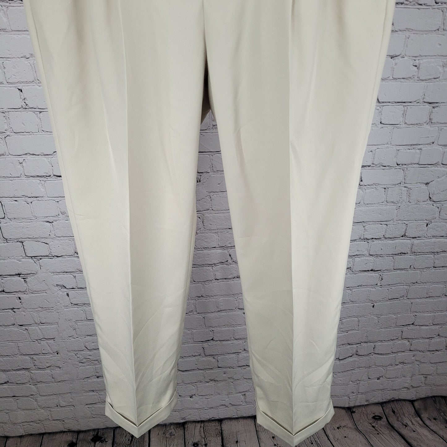 Jos A Bank Beige Traveler Pleated Cuffed Straight Dress Pants Size 36 (36x29)