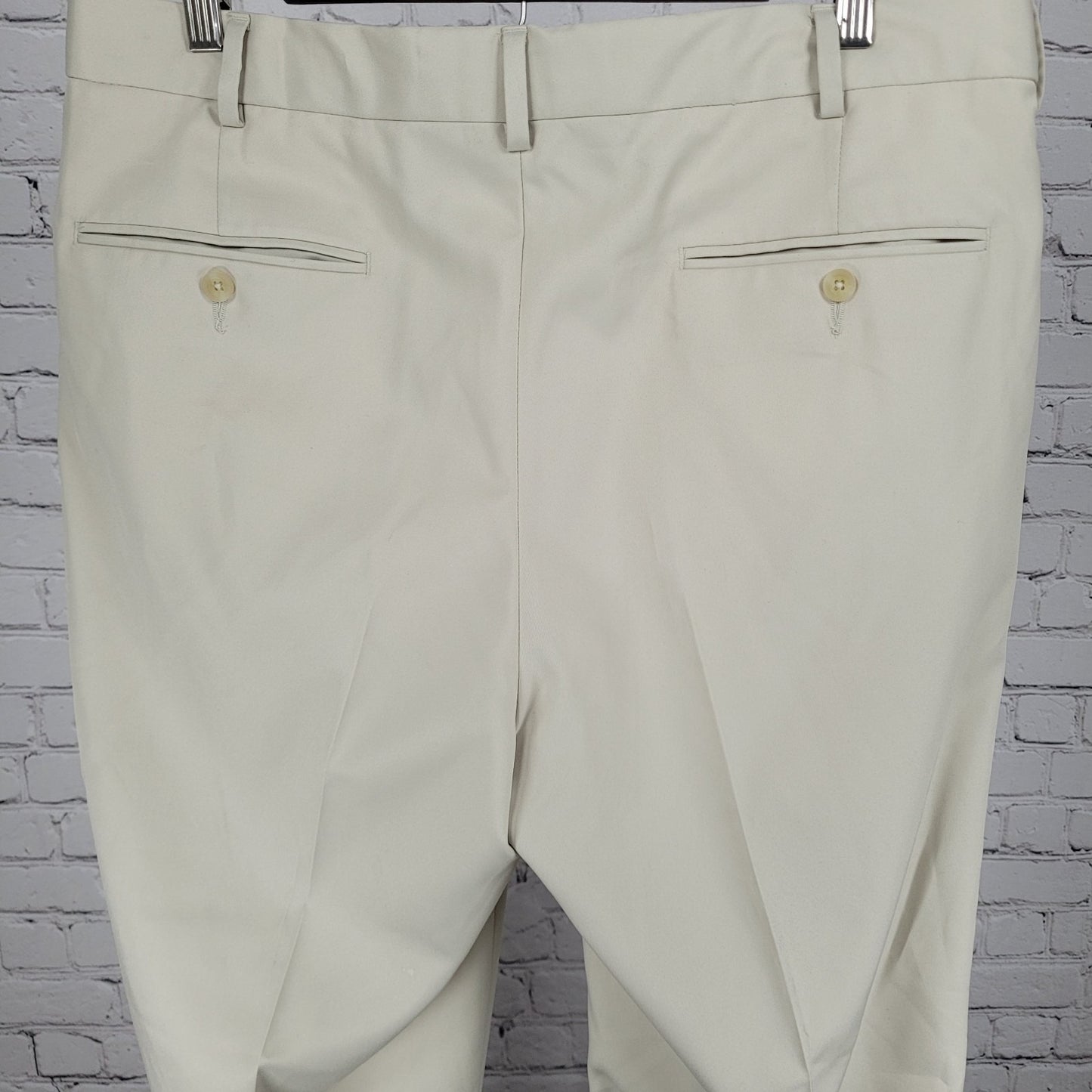 Jos A Bank Beige Traveler Pleated Cuffed Straight Dress Pants Size 36 (36x29)