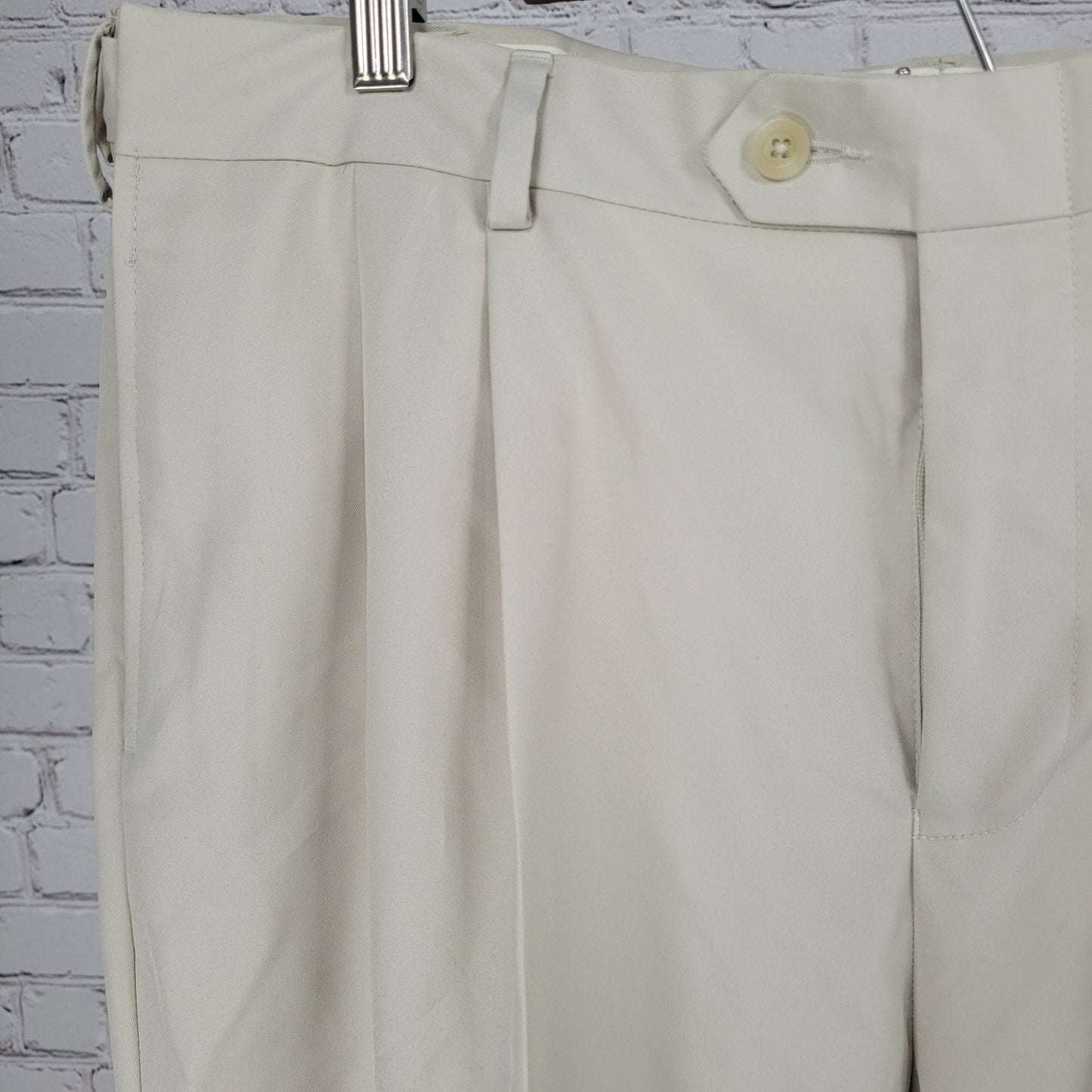 Jos A Bank Beige Traveler Pleated Cuffed Straight Dress Pants Size 36 (36x29)