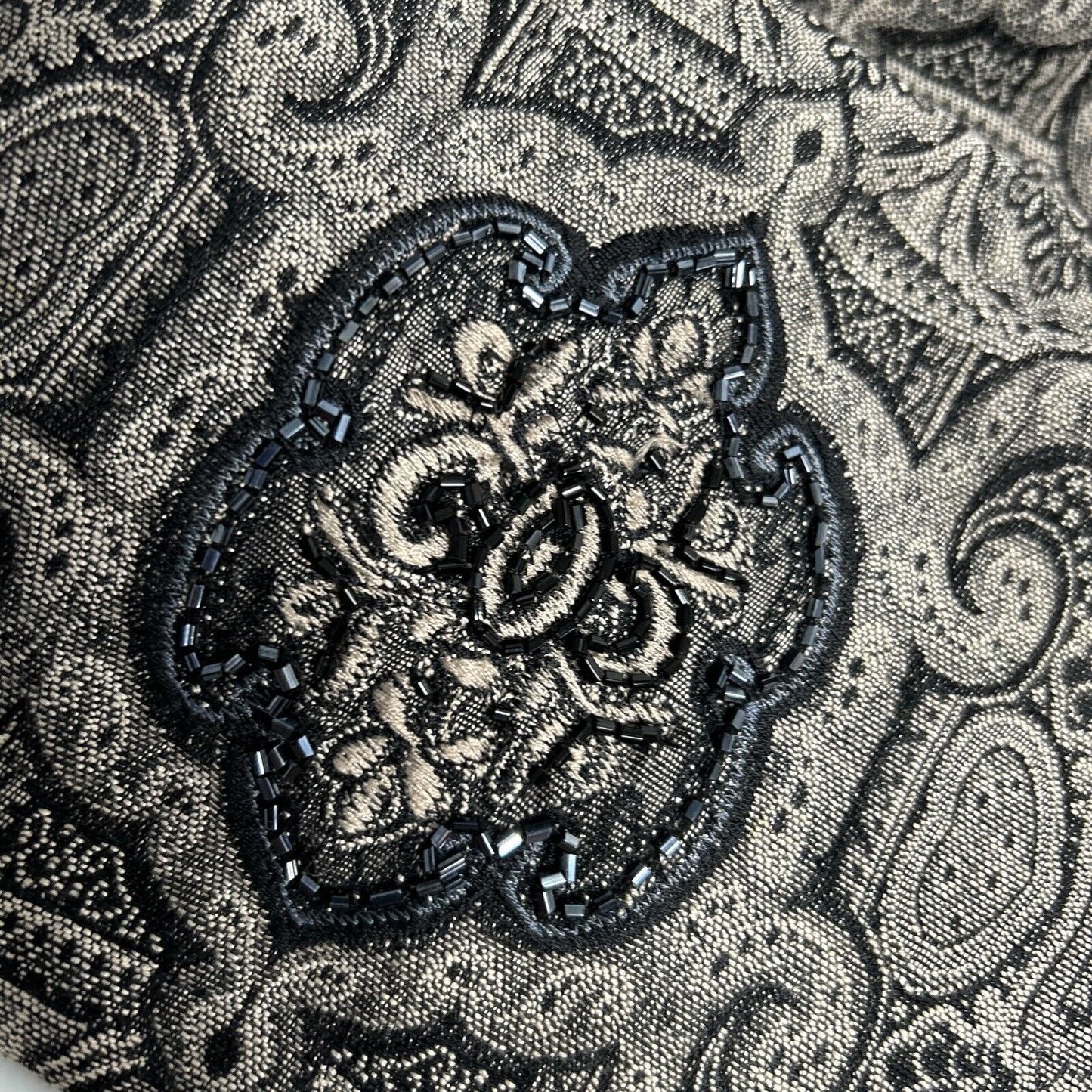 Chicos Brown Black Beaded Embroidered Long Sleeve Button Down Size Small (4)