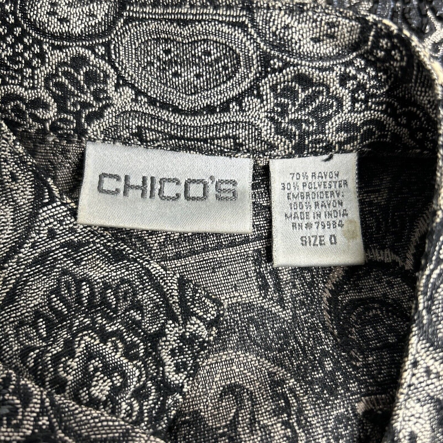 Chicos Brown Black Beaded Embroidered Long Sleeve Button Down Size Small (4)