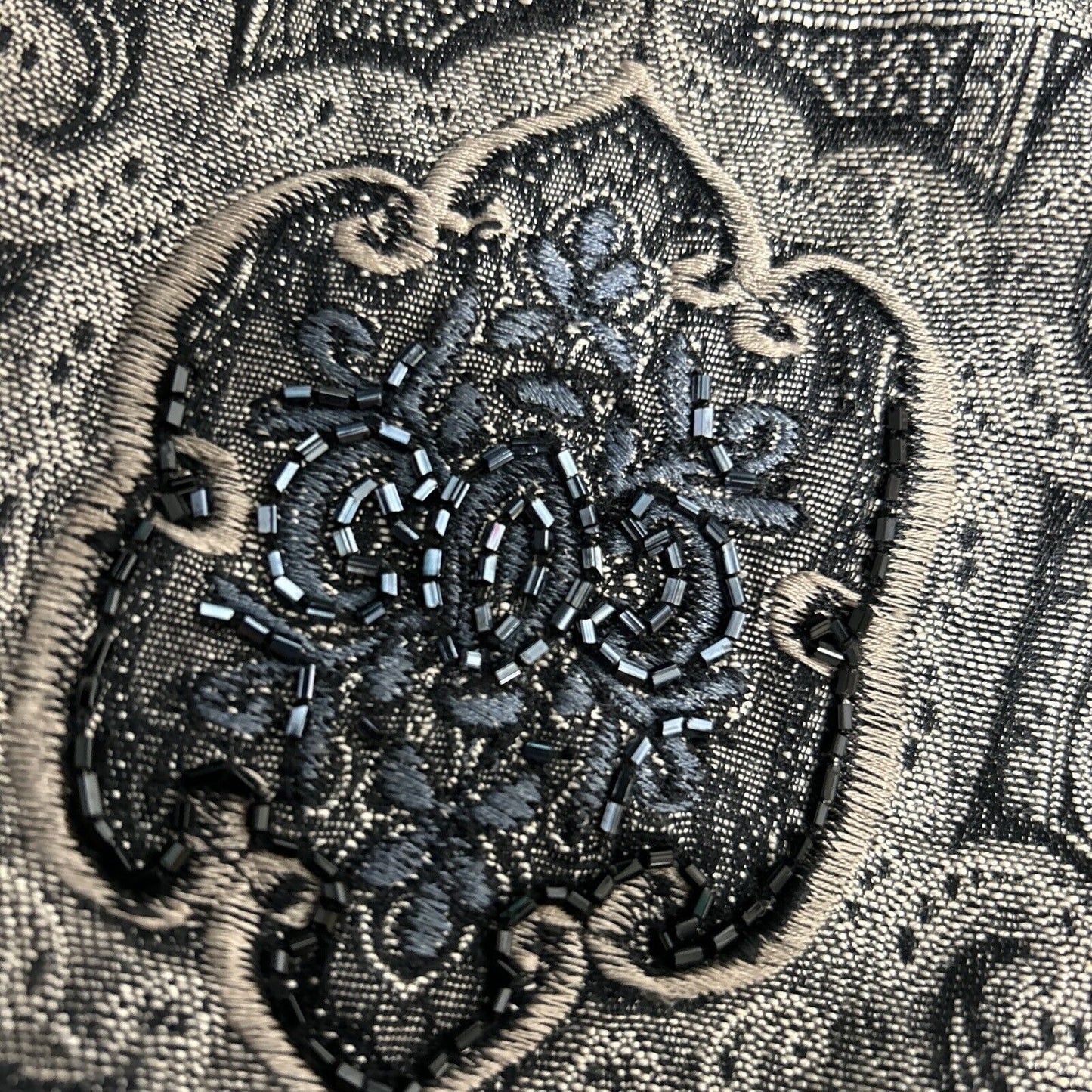 Chicos Brown Black Beaded Embroidered Long Sleeve Button Down Size Small (4)