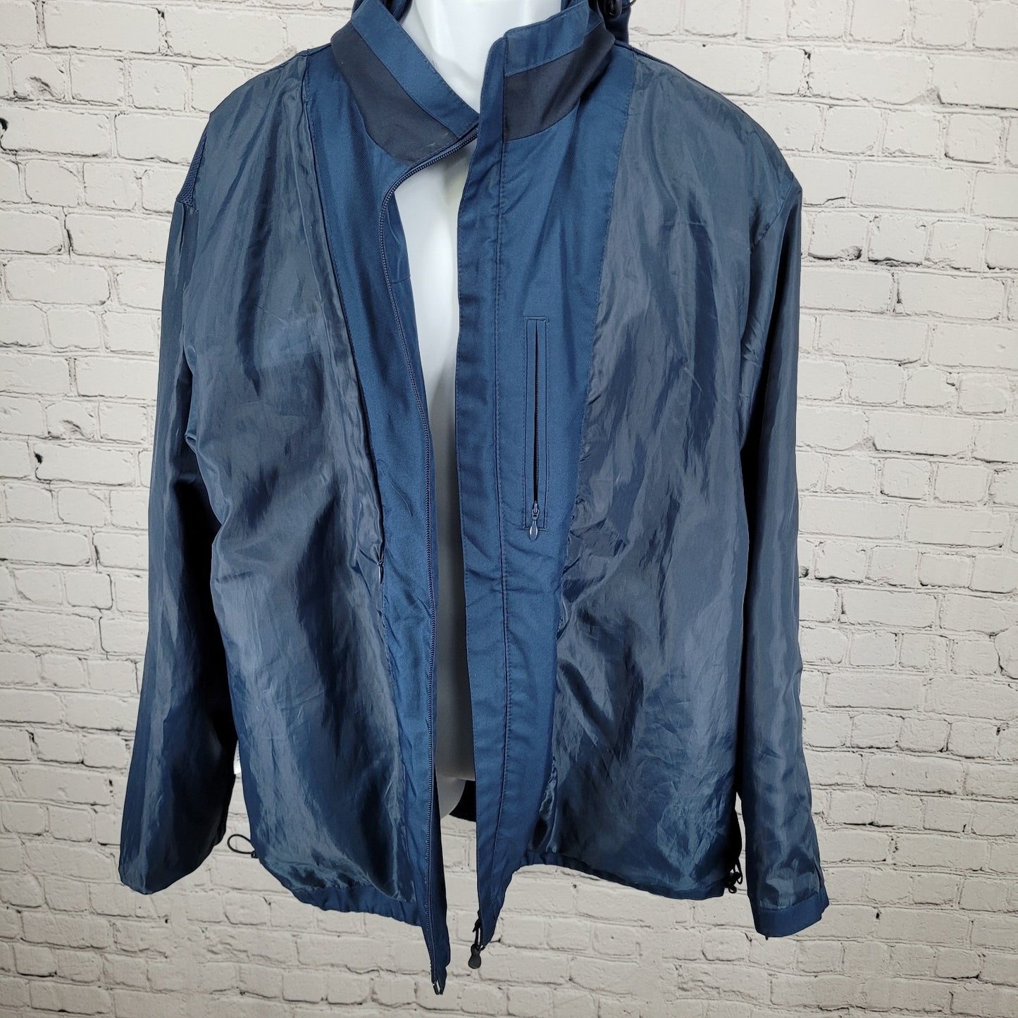 Subaru Port Authority Blue Full Zip Hooded Lightweight Windbreaker Jacket XL