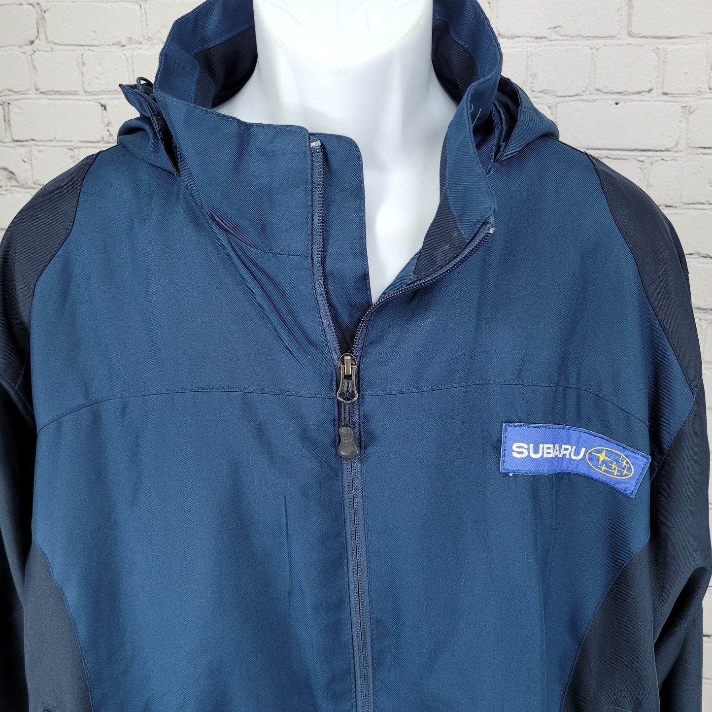 Subaru Port Authority Blue Full Zip Hooded Lightweight Windbreaker Jacket XL