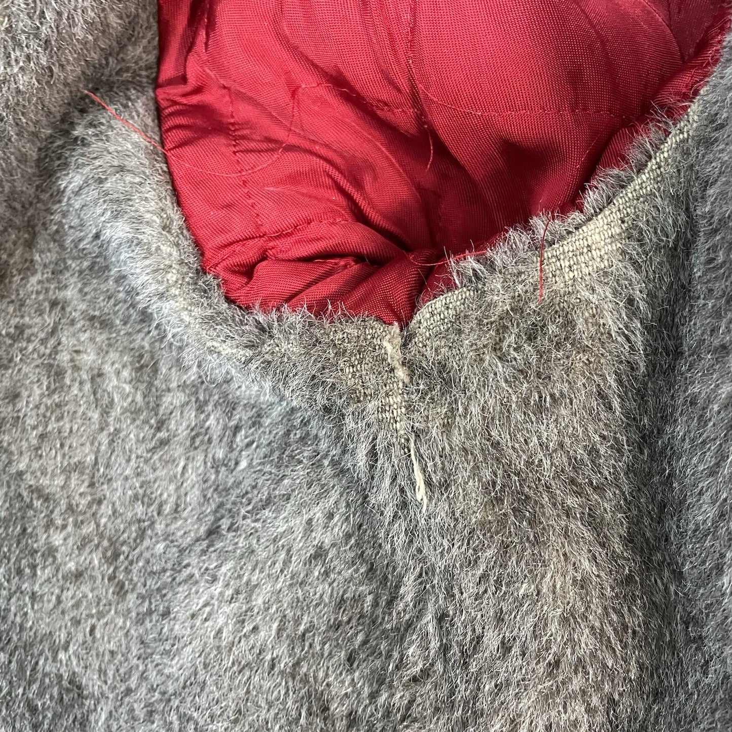 VTG Pendleton Grey Wool Buttoned Fur Lined Collared Coat USA Large L *defects